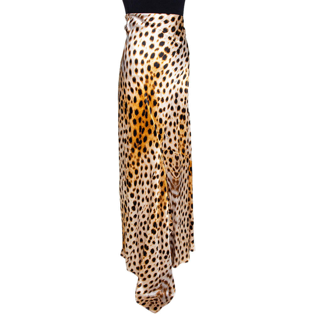 satin leopard maxi skirt