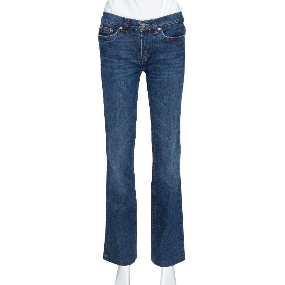 Pre Owned Roberto Cavalli Indigo Dark Wash Denim Faded Effect Jeans S