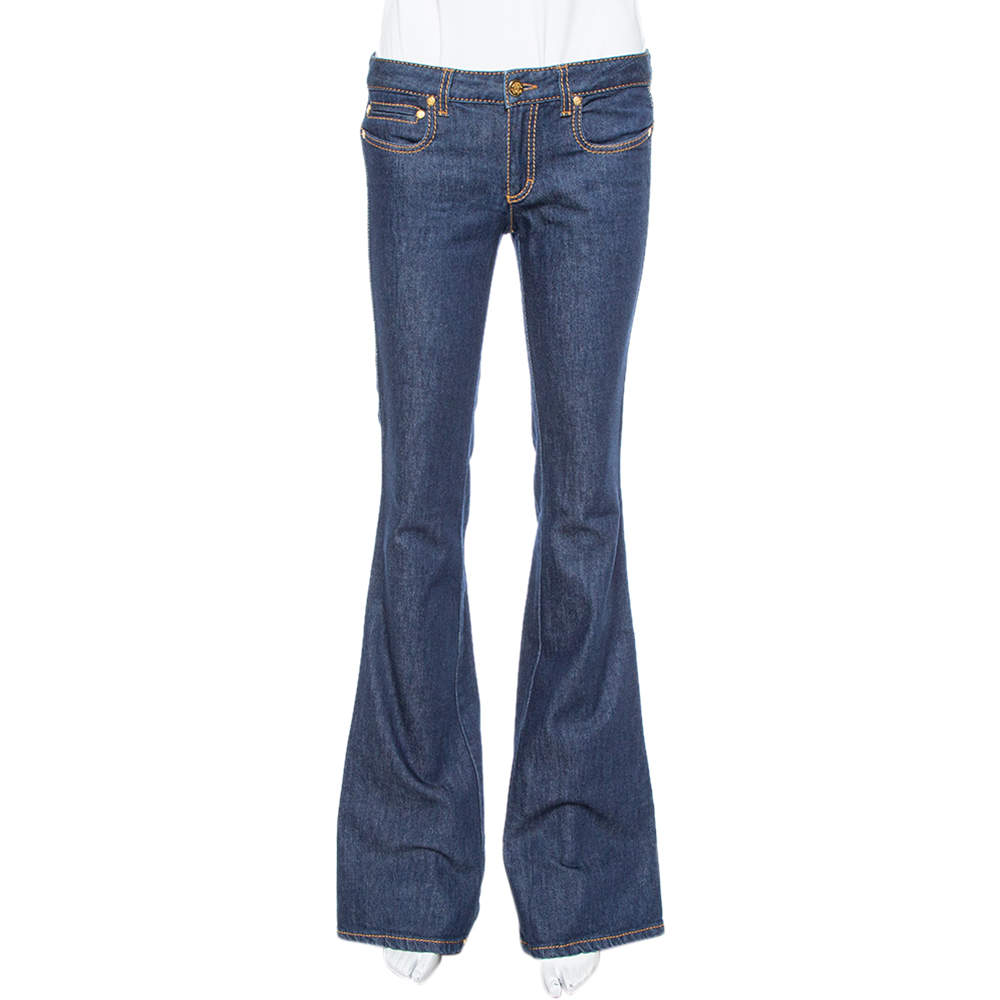 مملوكة مسبقًا Roberto Cavalli Indigo Dark Wash Denim Flared Jeans S