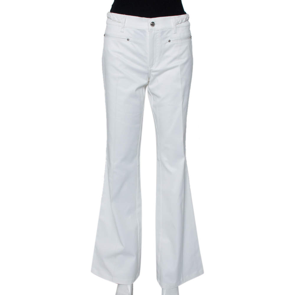 مملوكة مسبقًا Roberto Cavalli White Denim Bootcut Jeans L