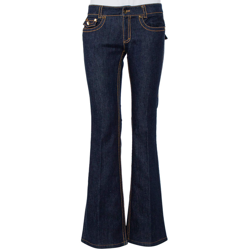 Pre Owned بنطلون جينز روبرتو كافالي بوتكات دنيم كحلي مقاس صغير