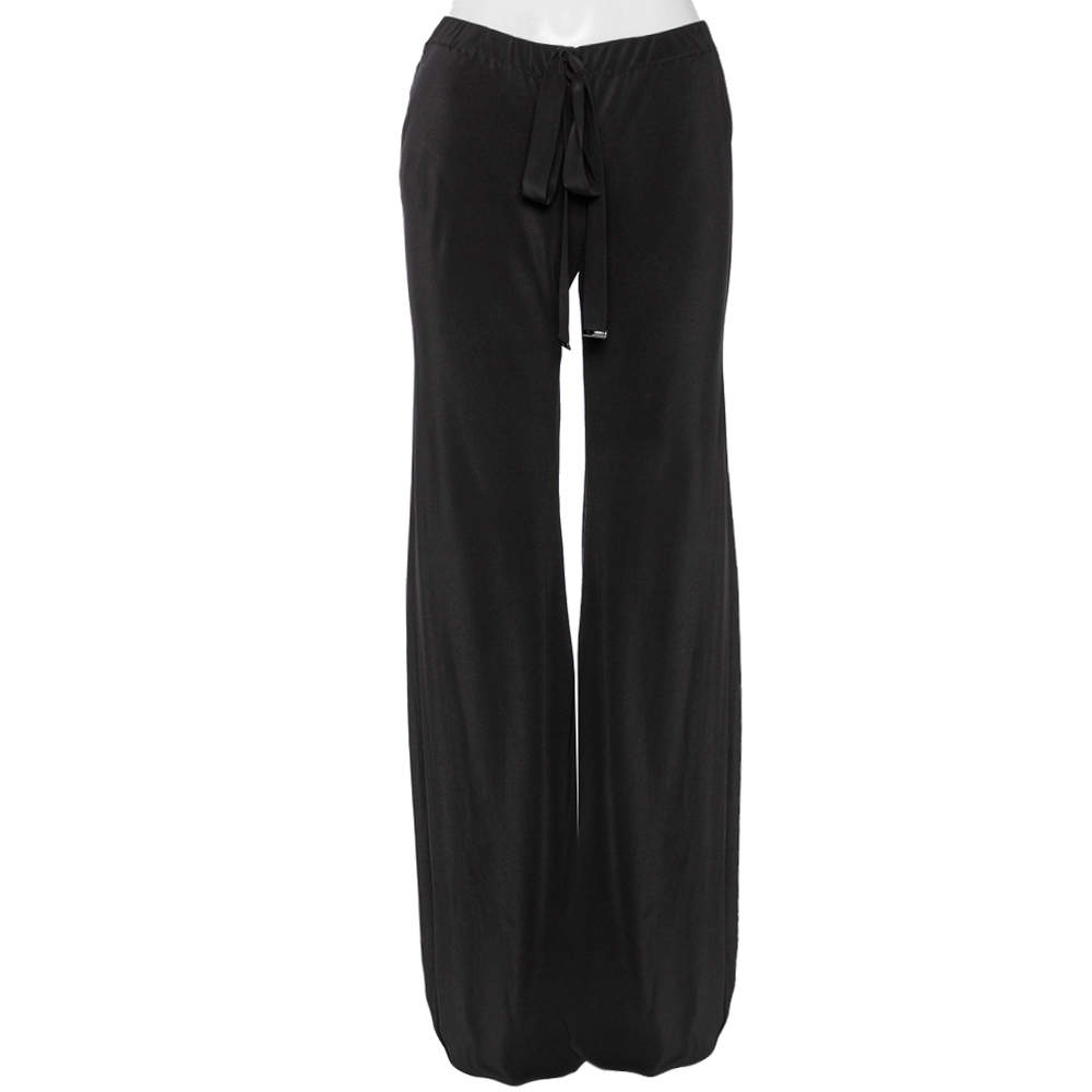 Pre Owned Roberto Cavalli Black Silk Belted Harem Pants S