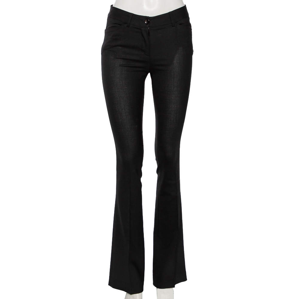مملوكة مسبقًا Roberto Cavalli Black Stretch Wool Trousers S