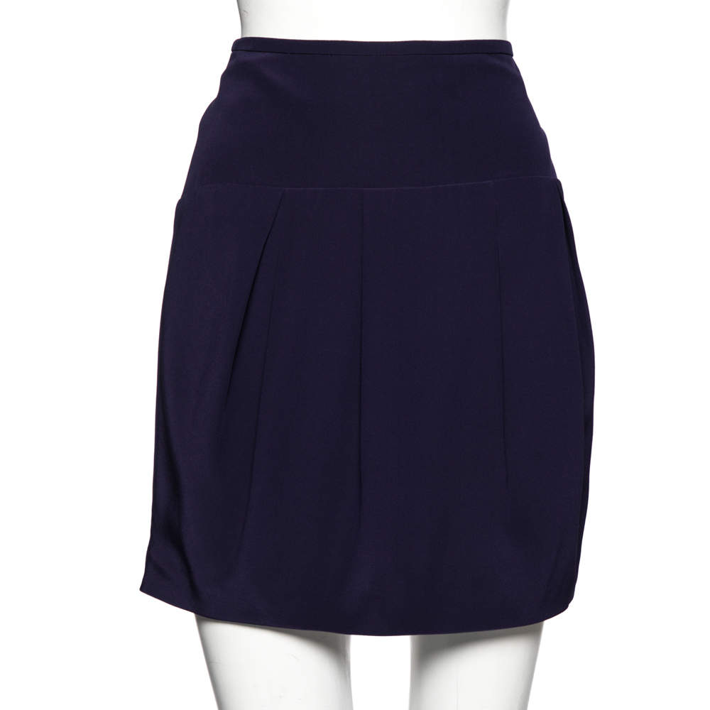 مملوكة مسبقًا Roberto Cavalli Purple Silk Pleated Mini Skirt M