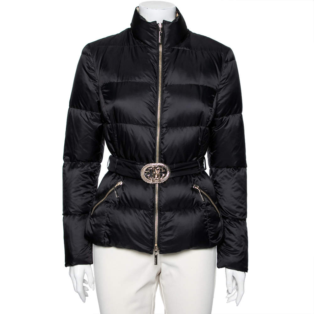 Pre Owned جاكيت منفوخ روبيرتو كافاللي أسود حزام سفلي مقاس وسط ( ميديوم )