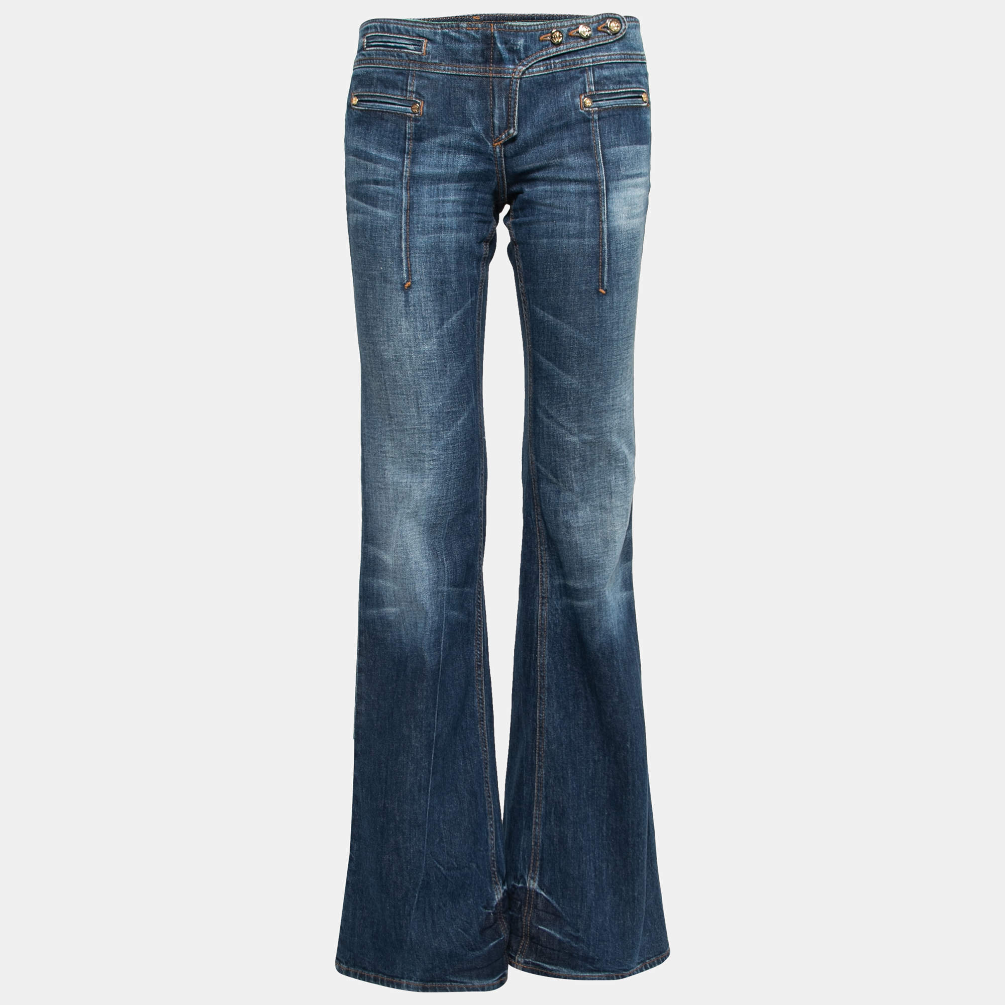 Pre Owned Roberto Cavalli Blue Denim Flared Jeans S Waist 32"