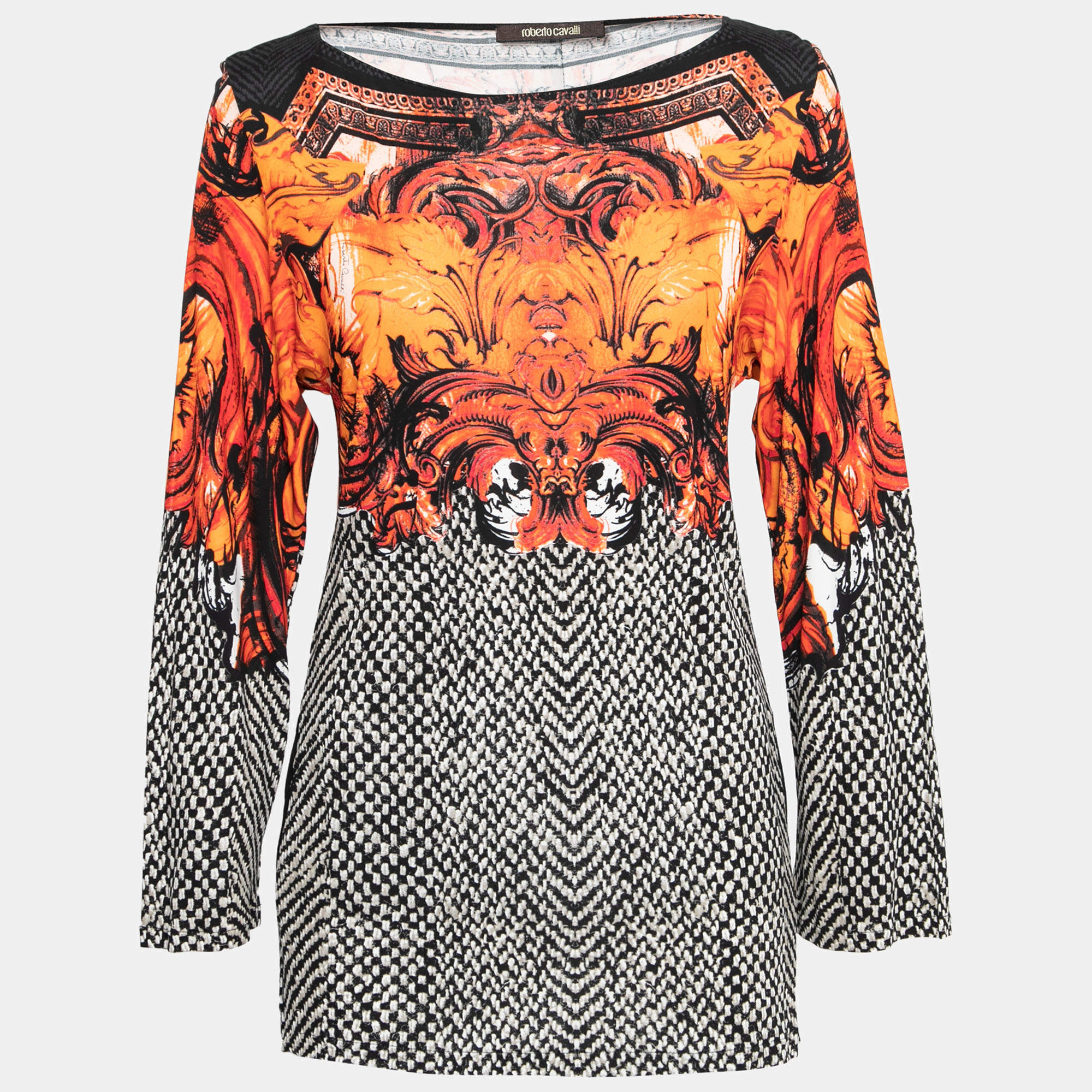 مملوكة مسبقًا Roberto Cavalli Multicolor Jersey Long Sleeve Top M