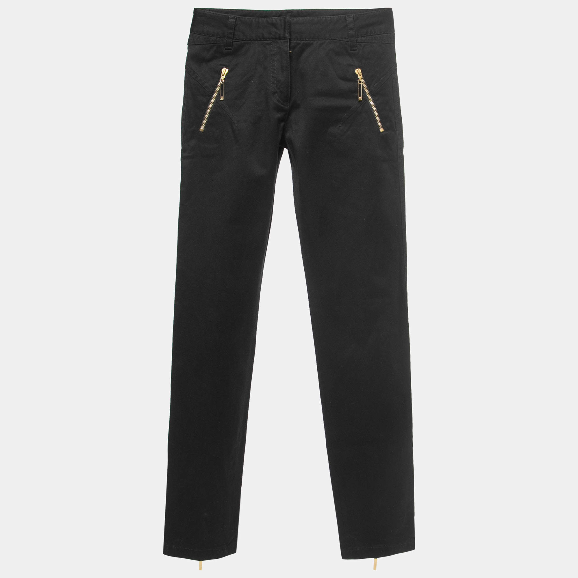 Pre Owned Roberto Cavalli Black Denim Zip Detail Jeans S Waist 28"