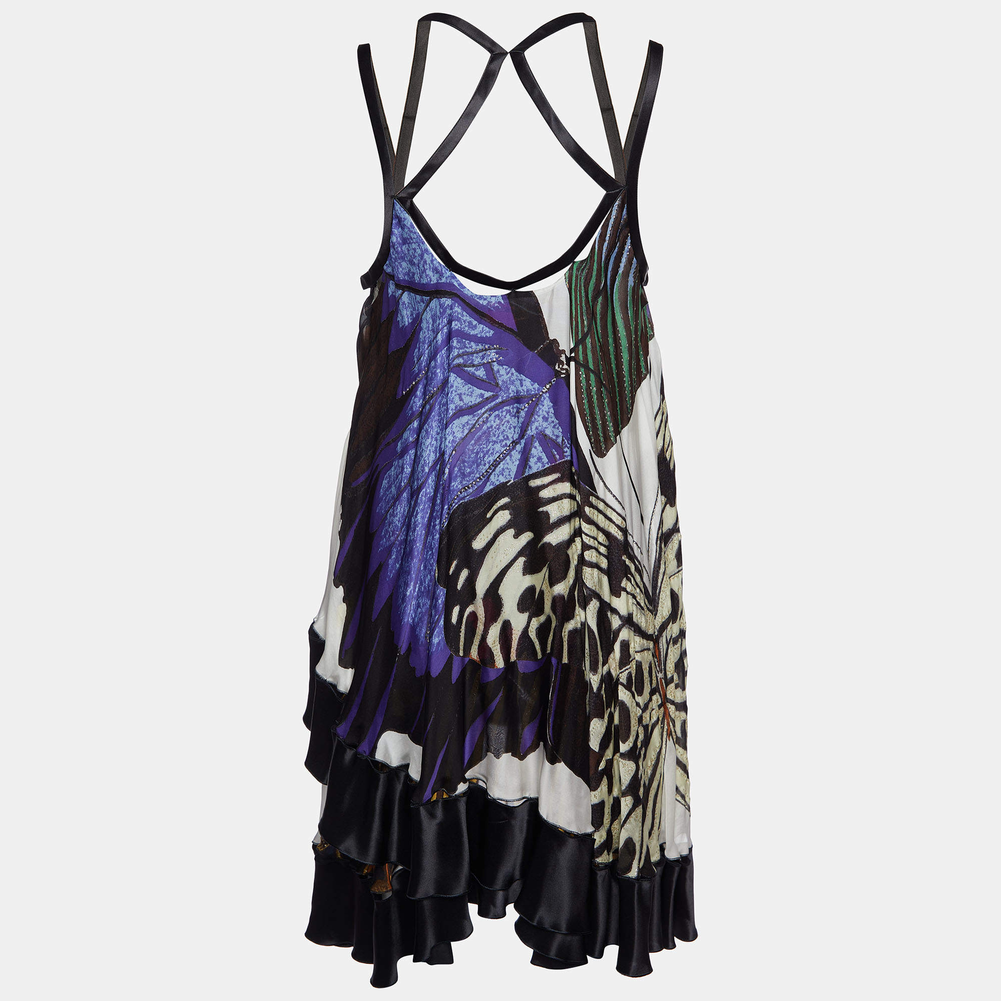 Pre Owned Roberto Cavalli Multicolor Printed Silk Mini Dress M