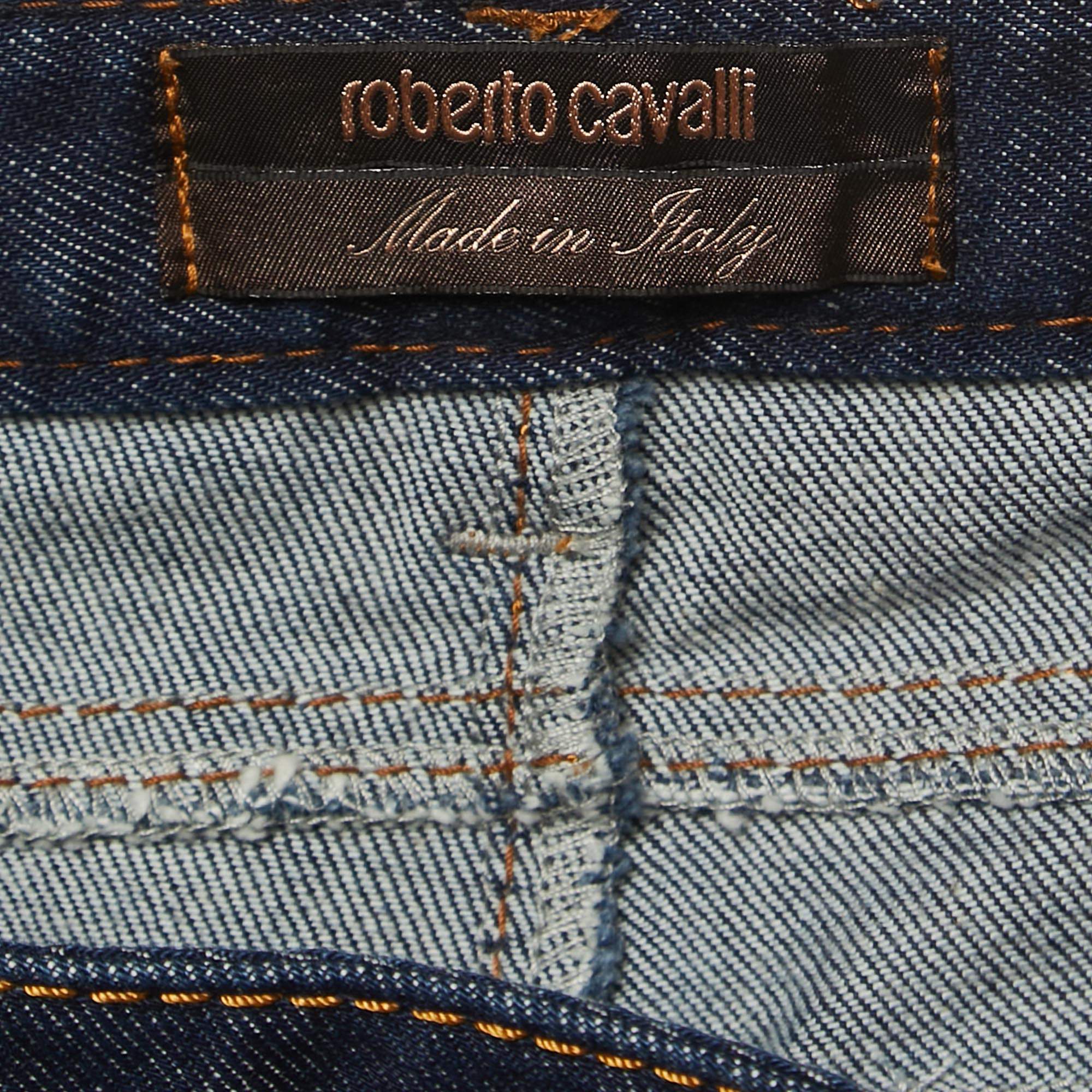 Roberto Cavalli Dark Blue Denim Flared Jeans M Waist 32 Roberto