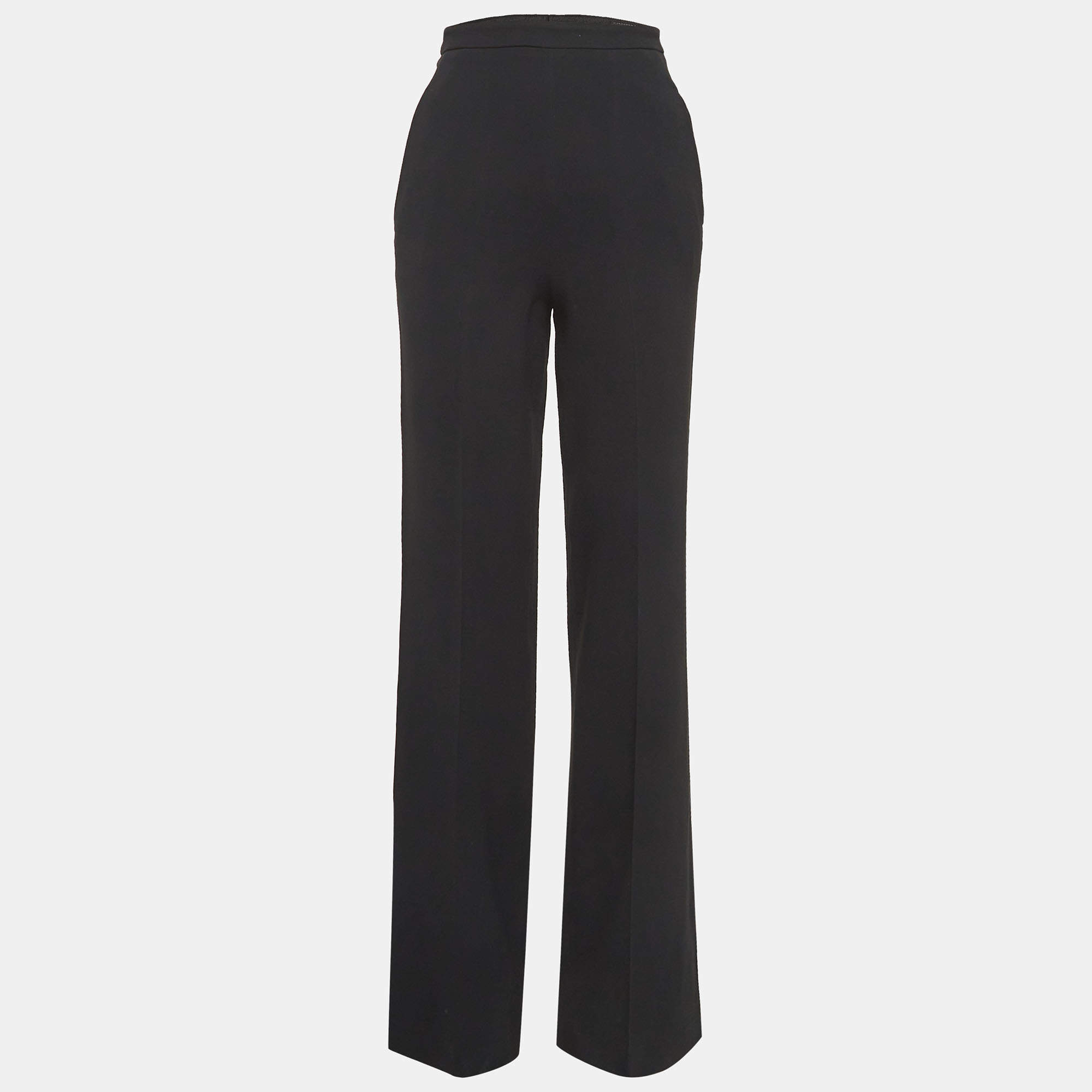 Pre Owned Roberto Cavalli Black Crepe High Waist Trousers S