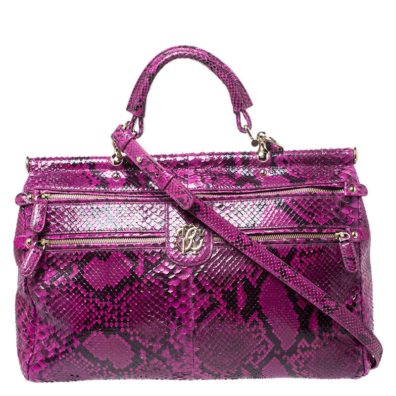 Pre Owned Roberto Cavalli Purple Python Doctor Diva Shoulder Bag 