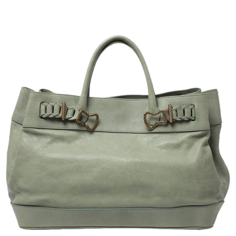 Roberto Cavalli Green Leather Tote