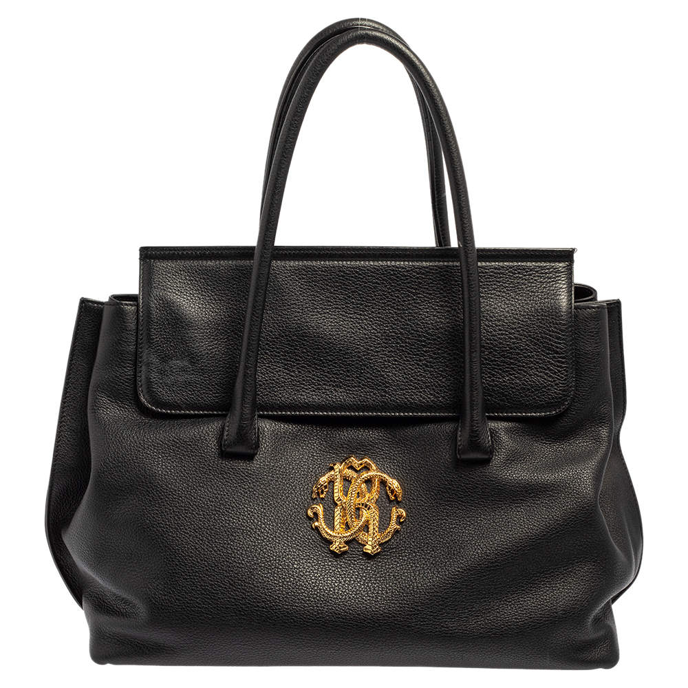 Pre Owned حقيبة روبرتو كافالي جلد أسود