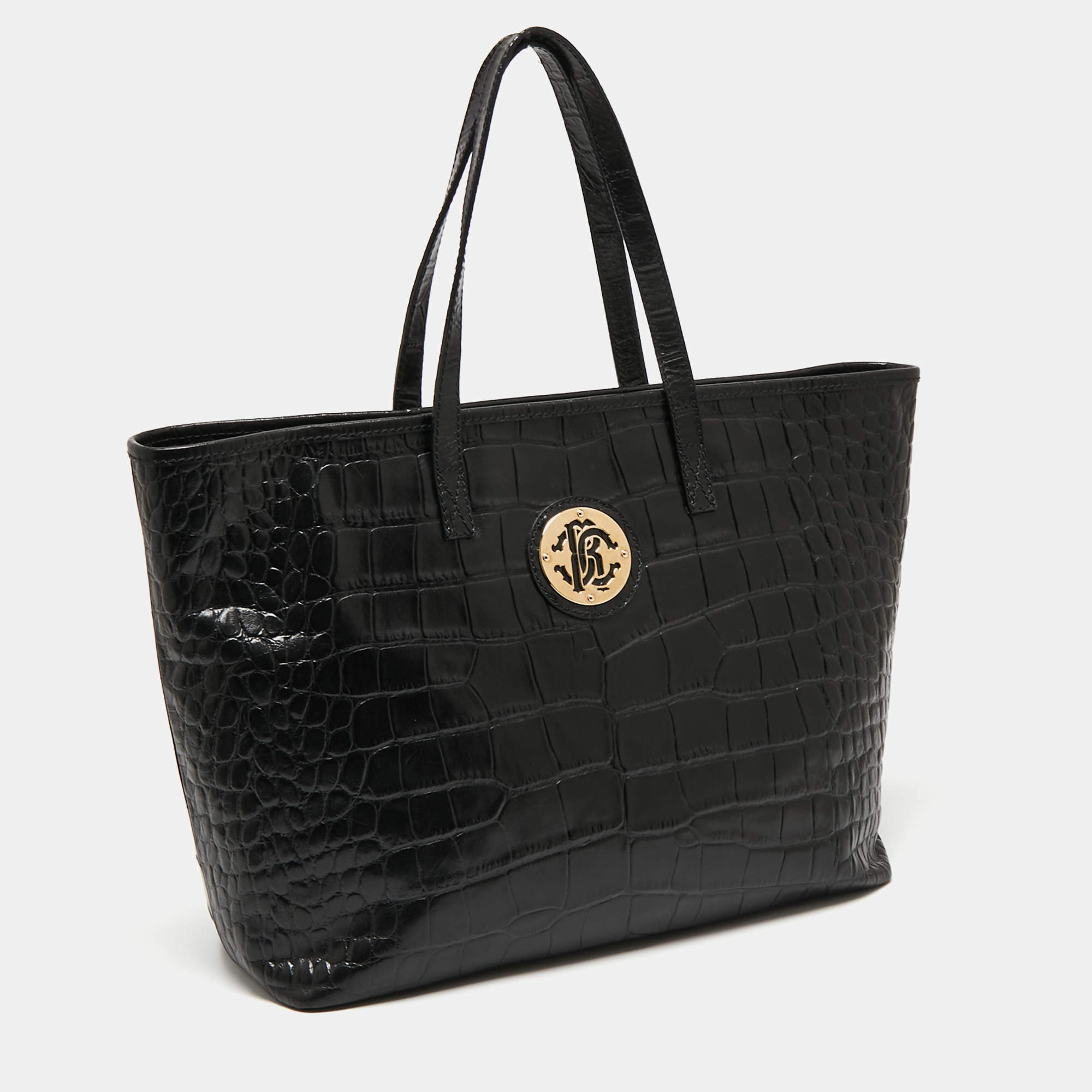 Roberto cavalli leather hot sale tote bag