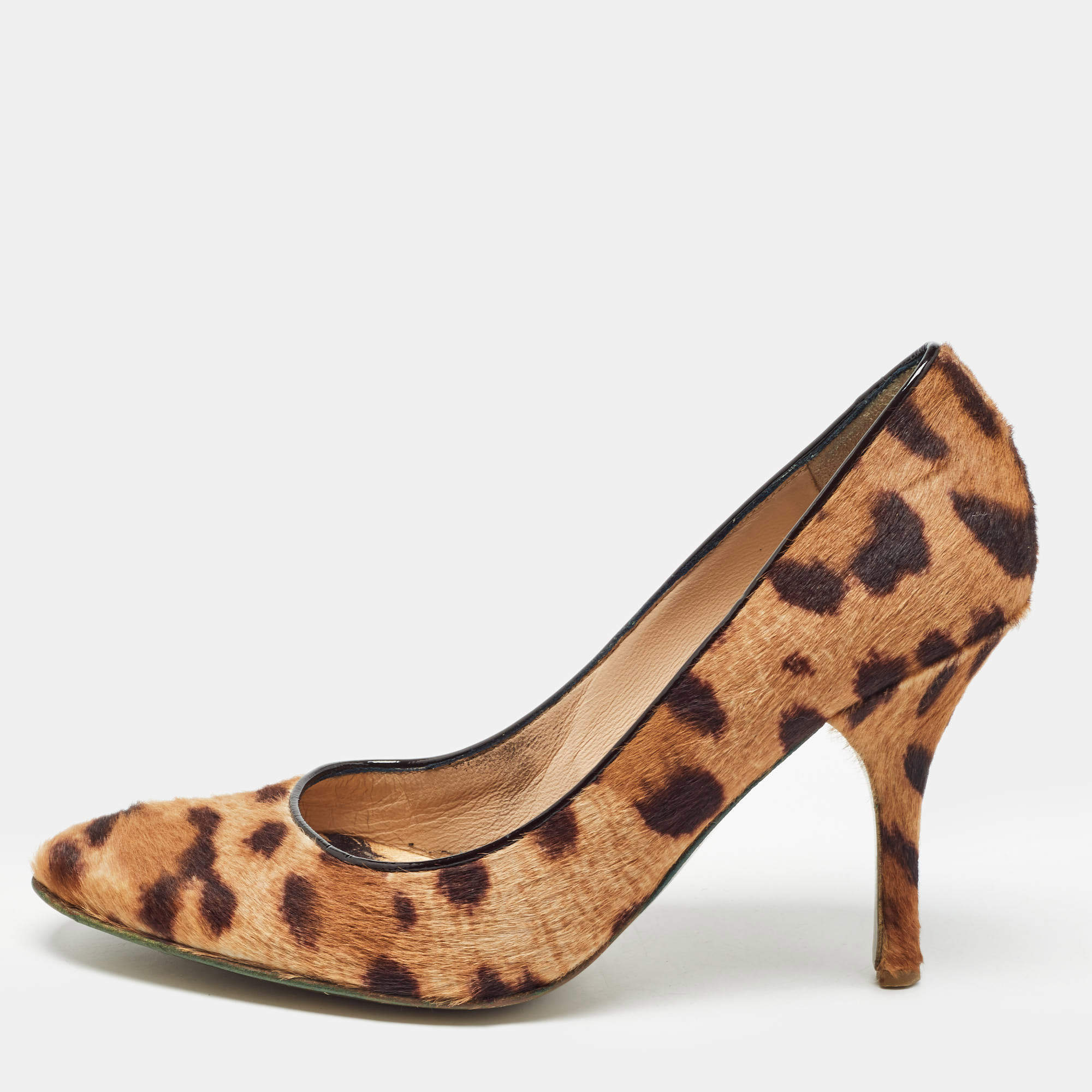 Roberto Cavalli Brown/Beige Animal Print Calf Hair Pumps Size 36.5