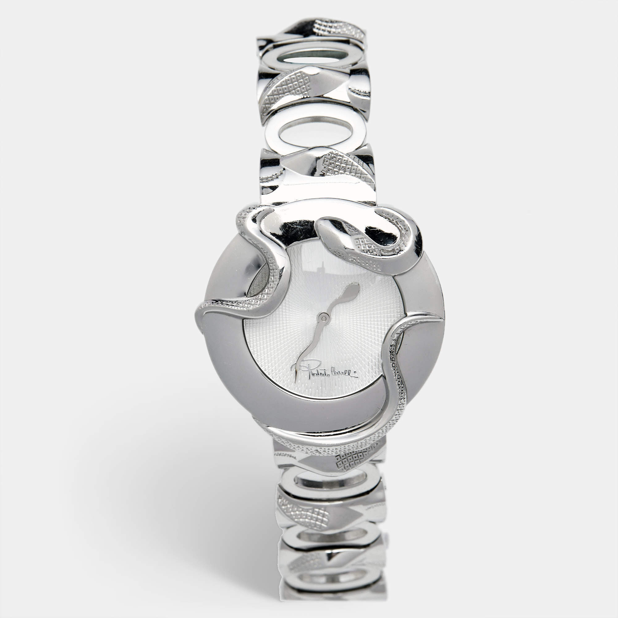 Roberto Cavalli Silver Stainless Steel Snake R7253165515 Women's Wristwatch 37 mm