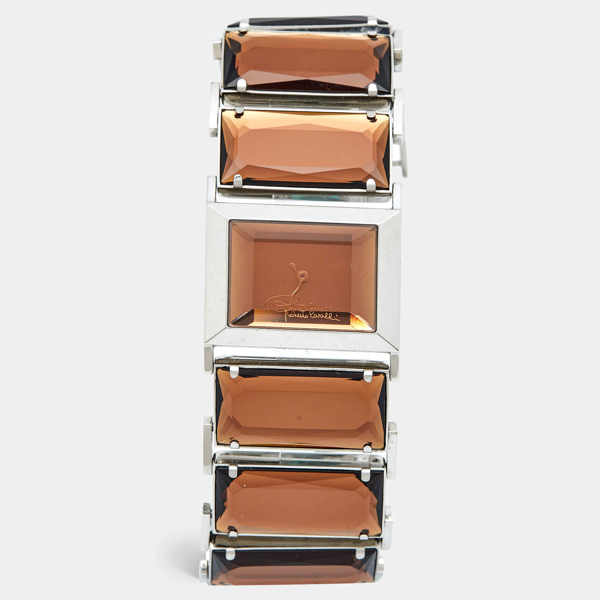 Roberto Cavalli Brown Crystal Stainless Steel 7253170055 Women's Wristwatch 31 mm