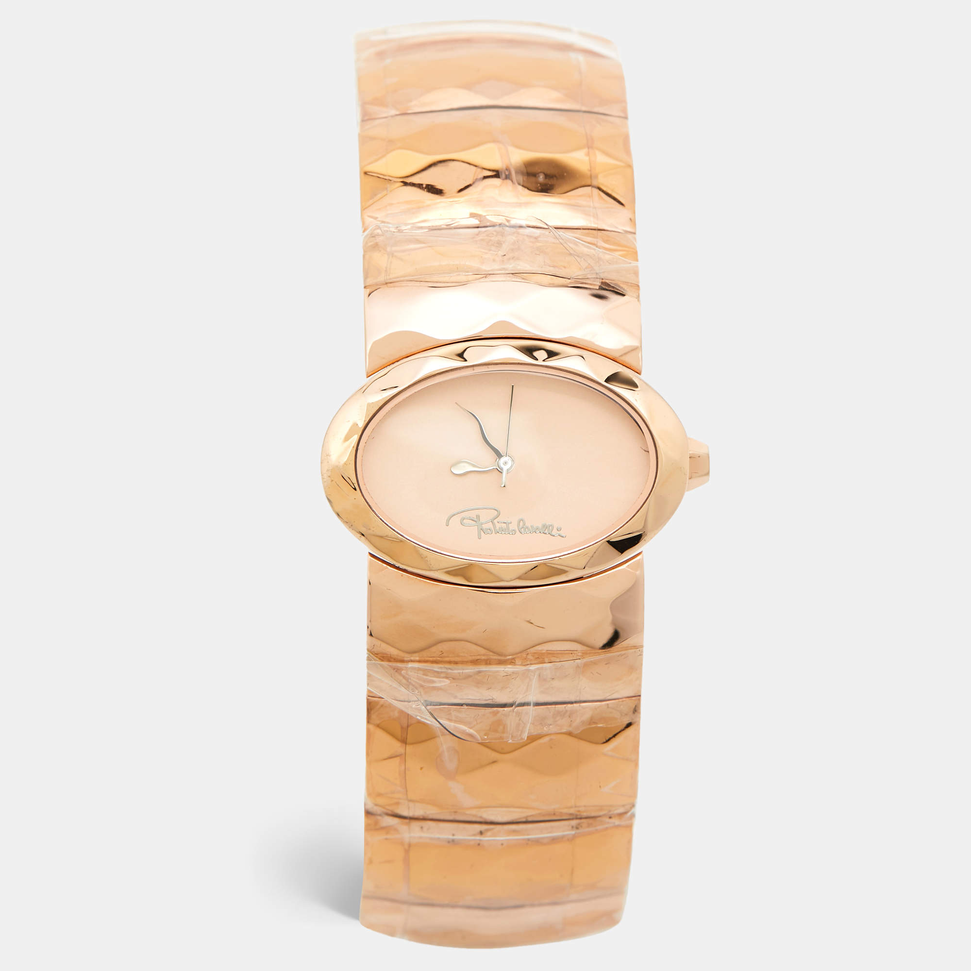 Roberto Cavalli Champagne Pink Rose Gold Tone Stainless Steel R7253133517 Quartz Women's Wristwatch 36 MM