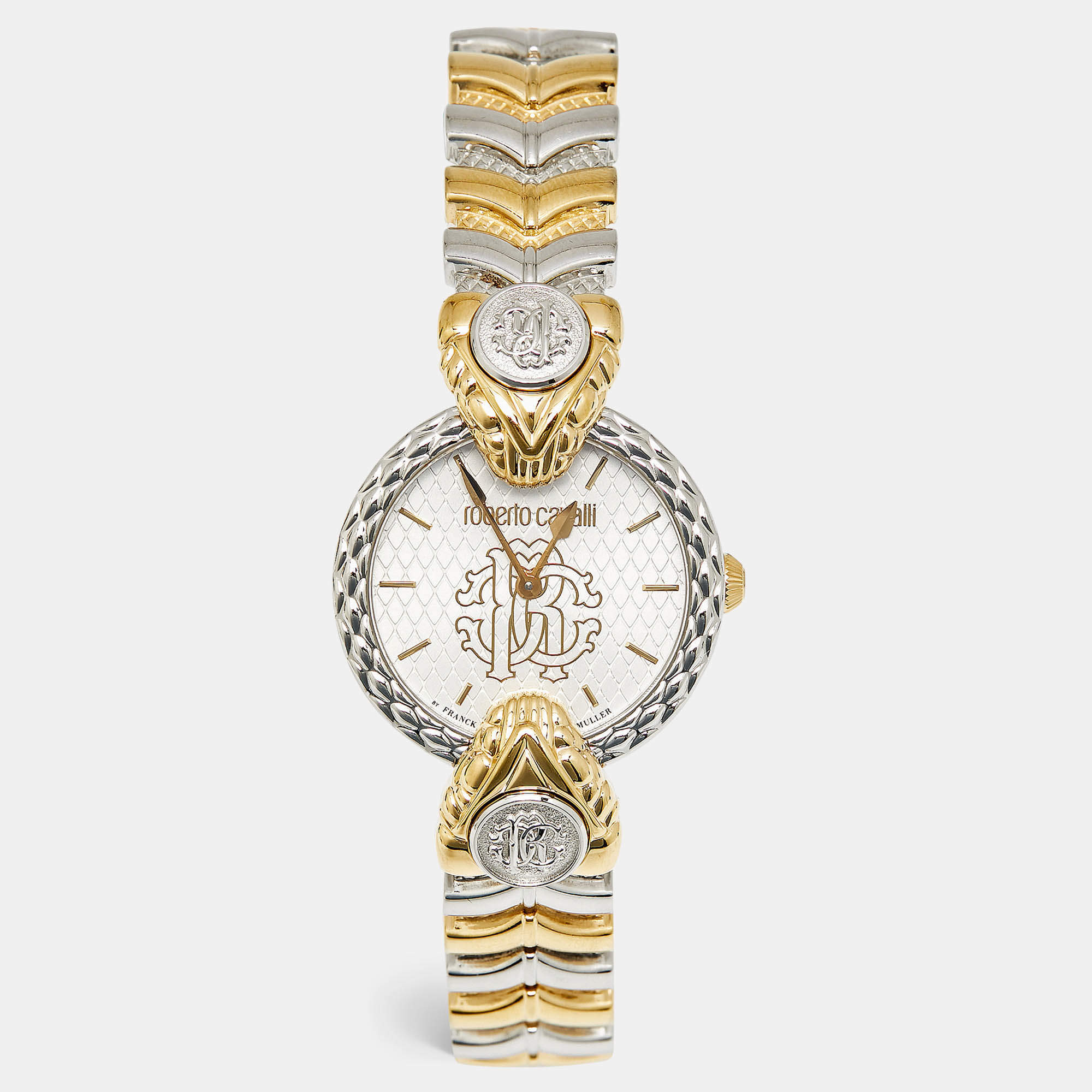 Pre Owned Roberto Cavalli By Franck Muller 1L075 Silver Dial Two-Tone Stainless Steel Women's Wristwatch 32 mm