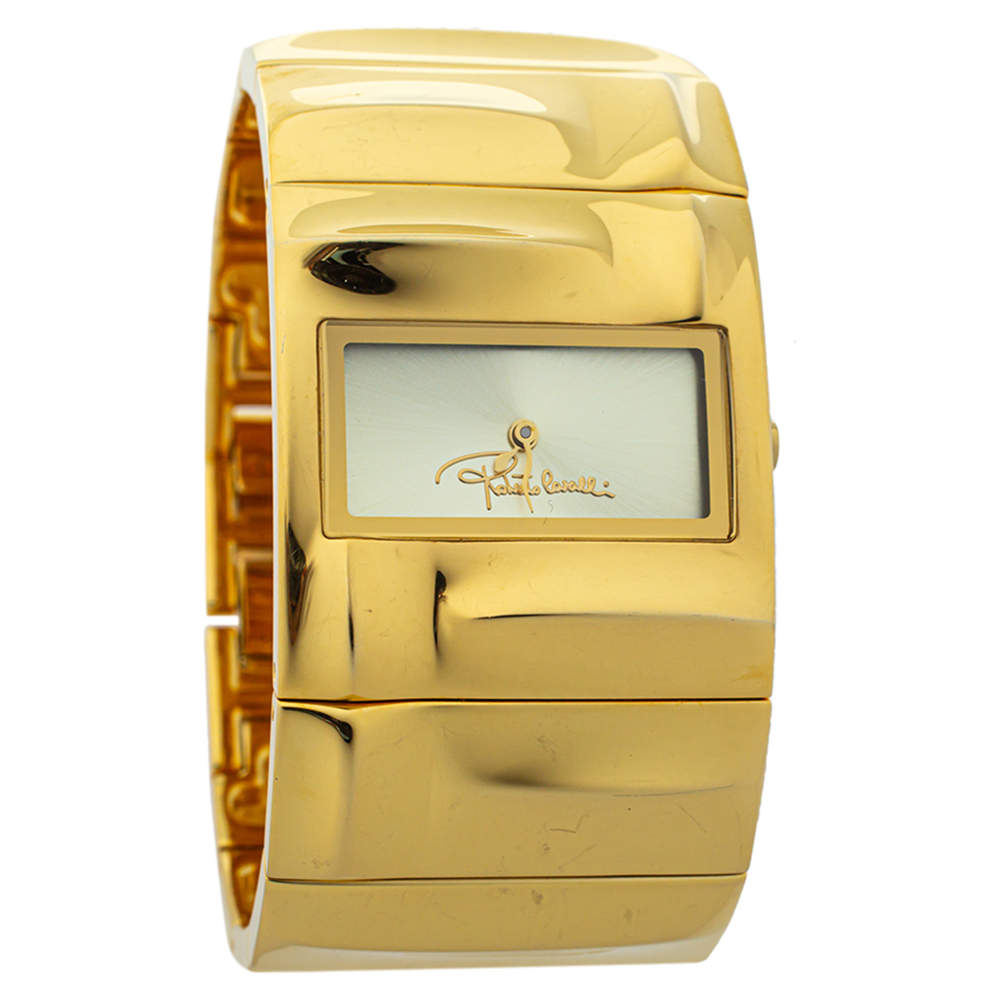 Pre Owned ساعة يد نسائية روبرتو كافالي 7253270017 ستانلس ستيل مطلى ذهب 32 مم