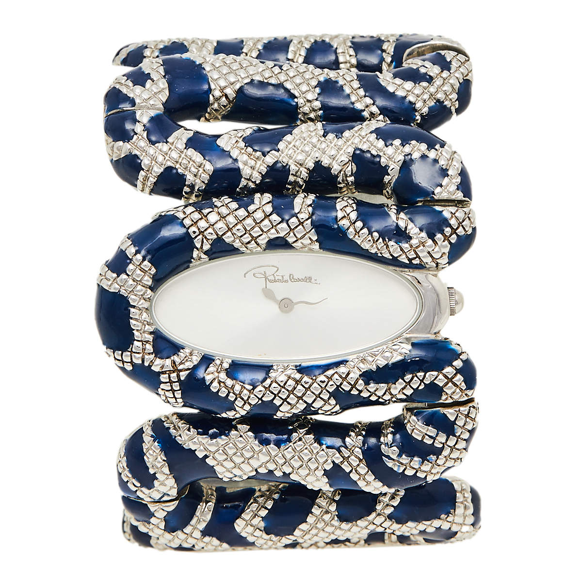 Pre Owned Roberto Cavalli Silver Stainless Steel Cleopatra R7253195635 Women's Wristwatch 40 mm