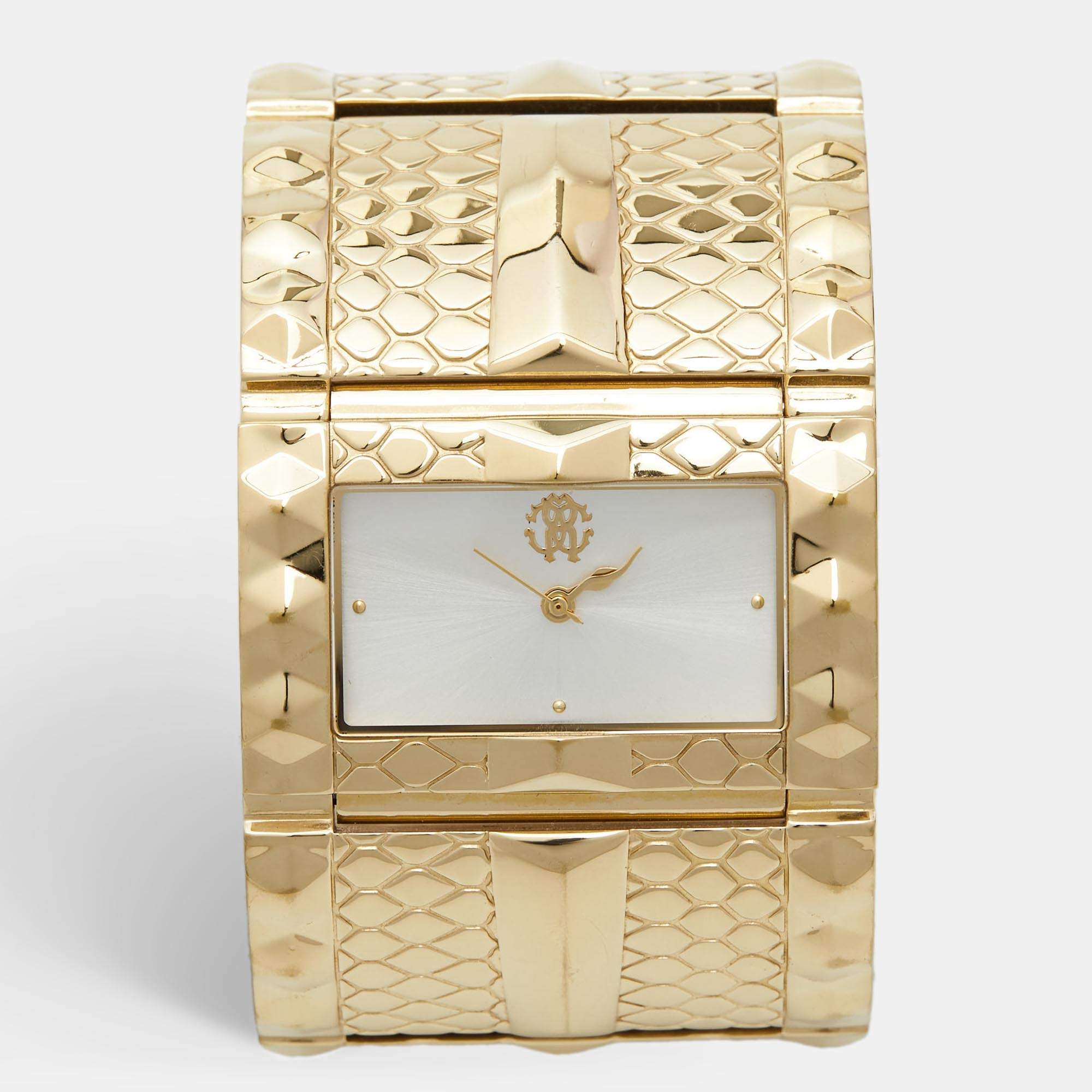 Pre Owned Roberto Cavalli Champagne Gold Plated Stainless Steel 7253272615 Women's Wristwatch 38 mm