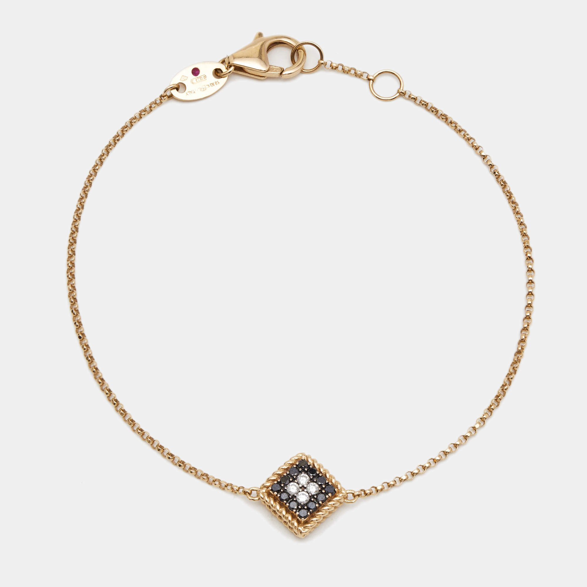 Pre Owned Roberto Coin Palazzo Ducale Diamonds 18k Rose Gold Bracelet