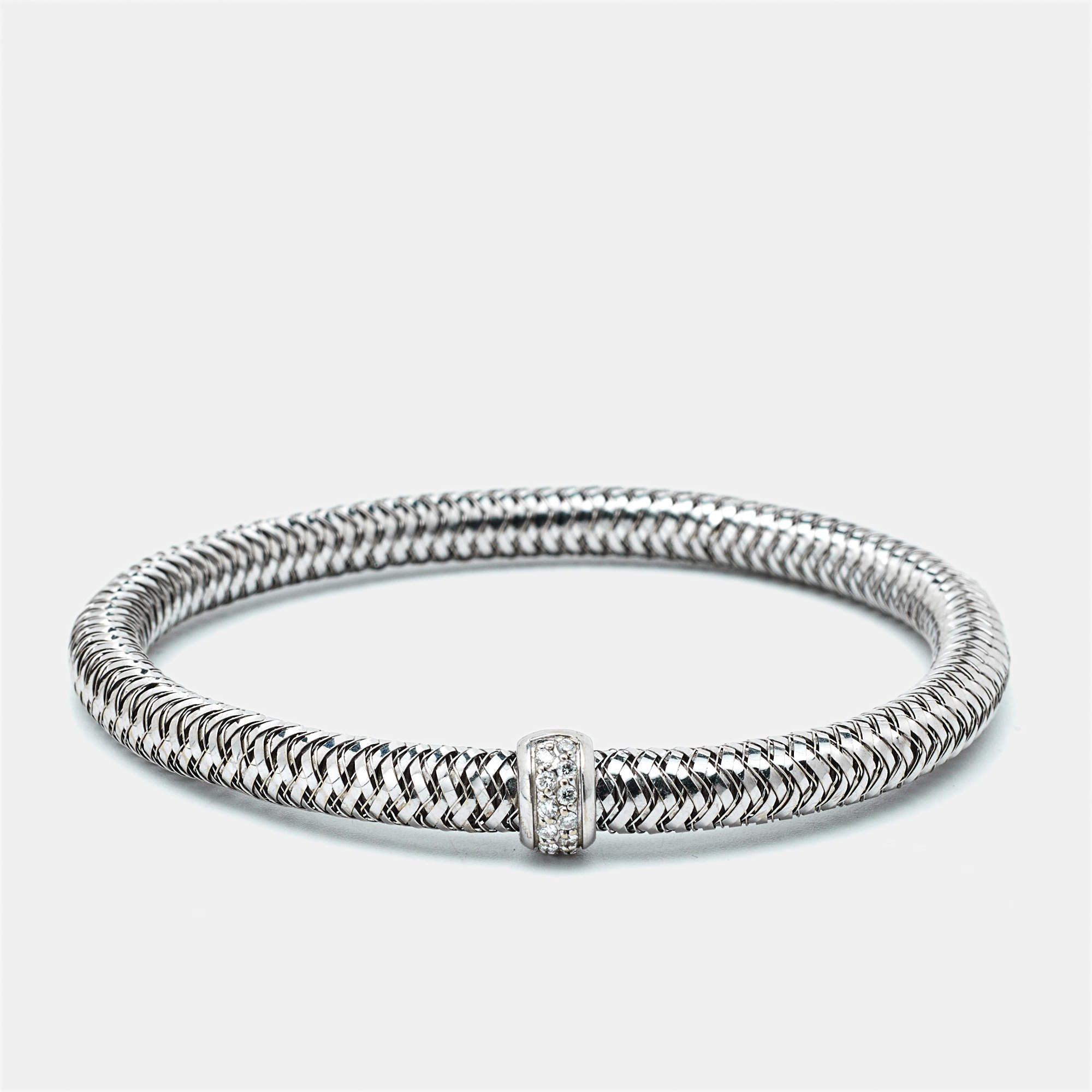 Roberto Coin Primavera Diamond Accent 18K White Gold Bangle Bracelet
