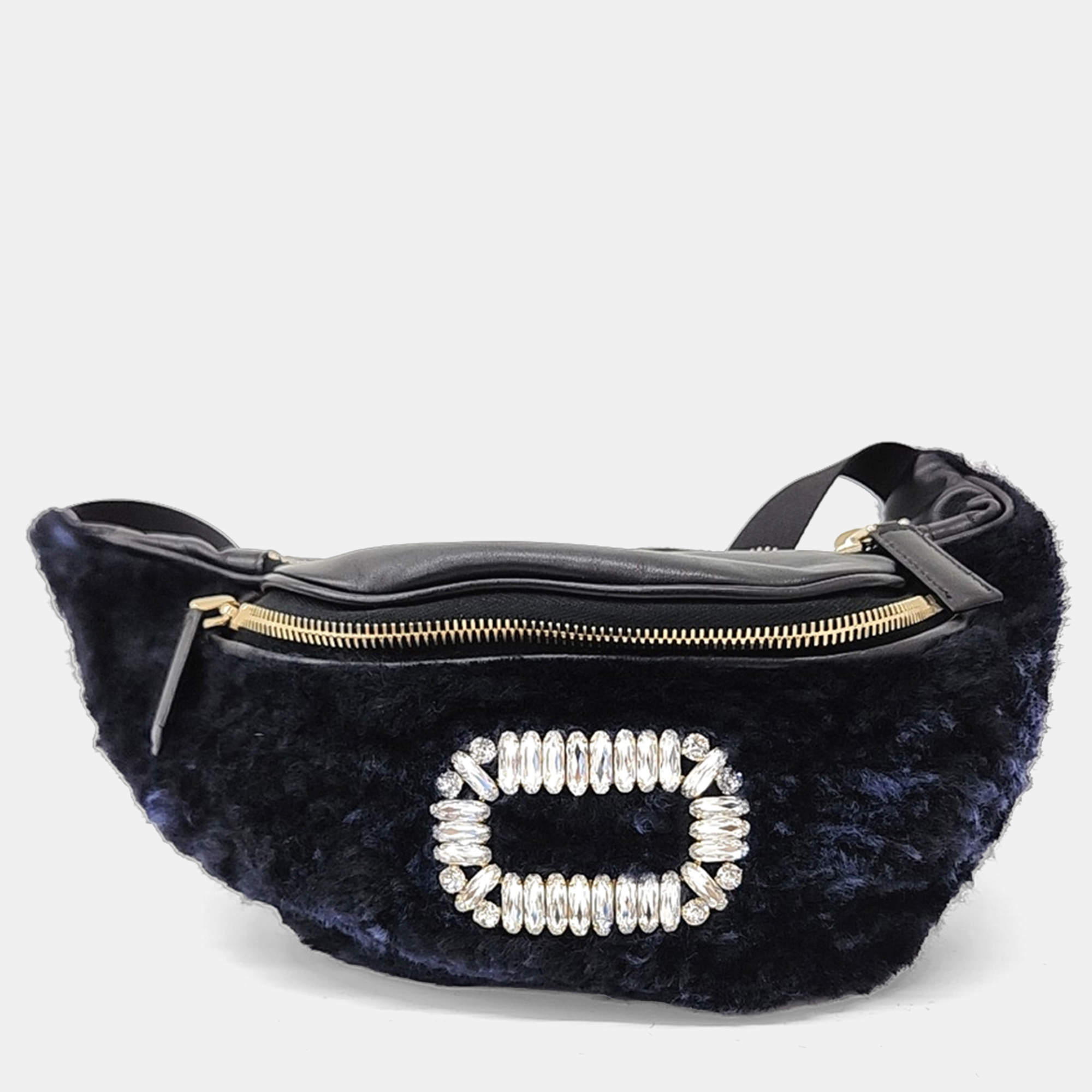 Roger Vivier Navy Blue Canvas and Leather belt bag