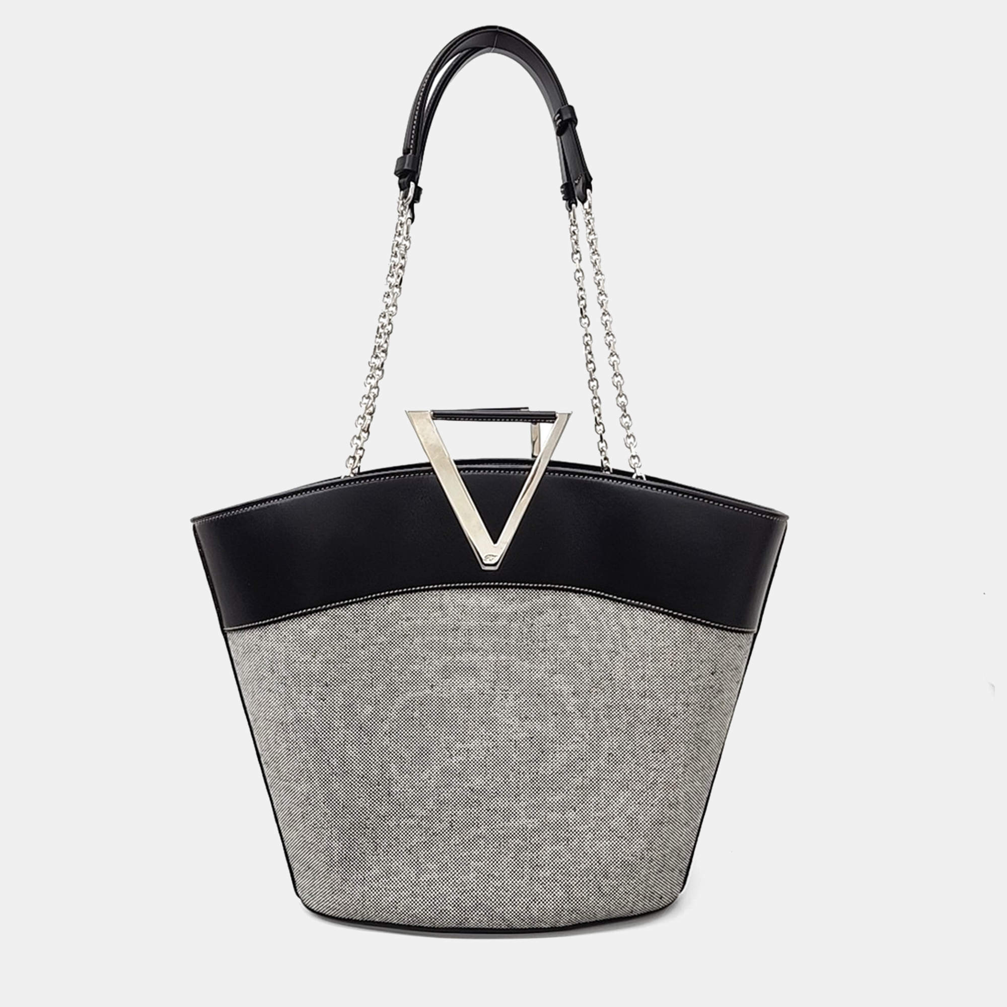 Roger Vivier Black Grey Canvas and Leather shoulder bag