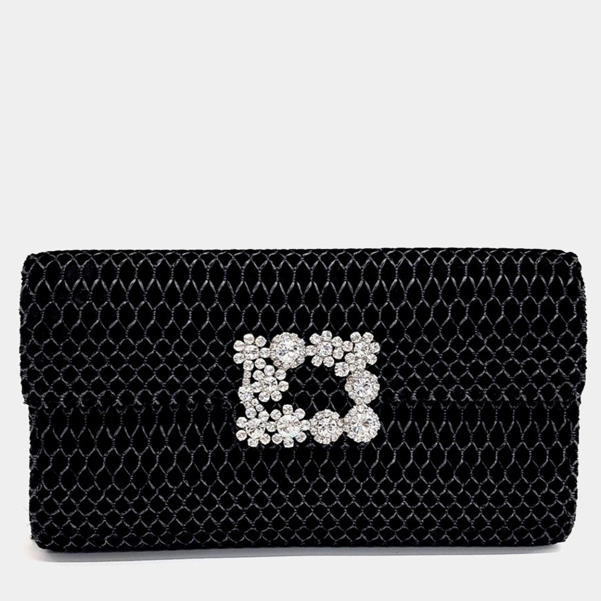 Pre Owned Roger Vivier Black Velvet Velvet Crossbody Bag
