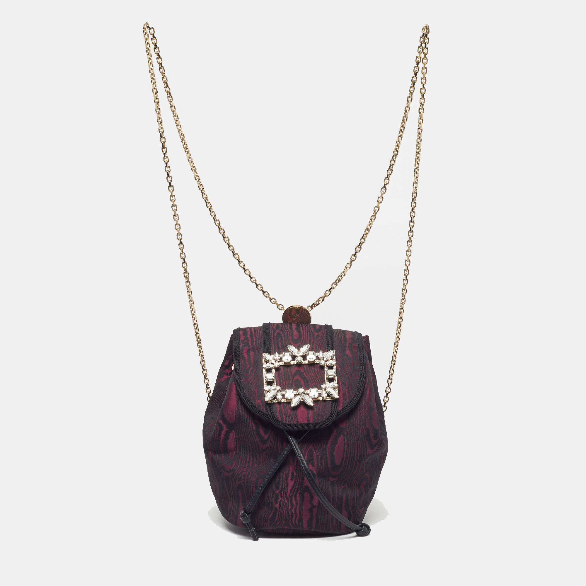 Pre Owned Roger Vivier Broche Mini Purple/Black Fabric Drawstring Backpack