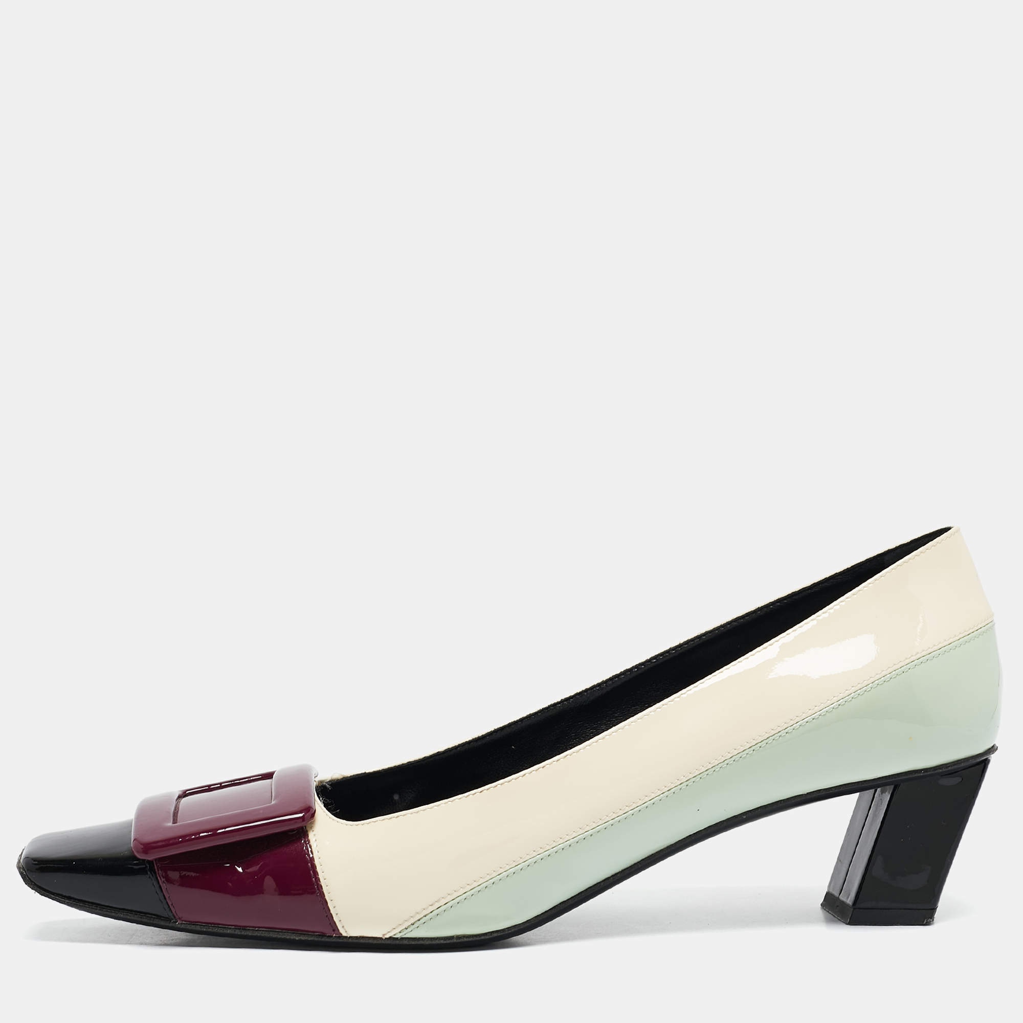 Roger Vivier Multicolor Patent Leather Belle Pumps Size 38