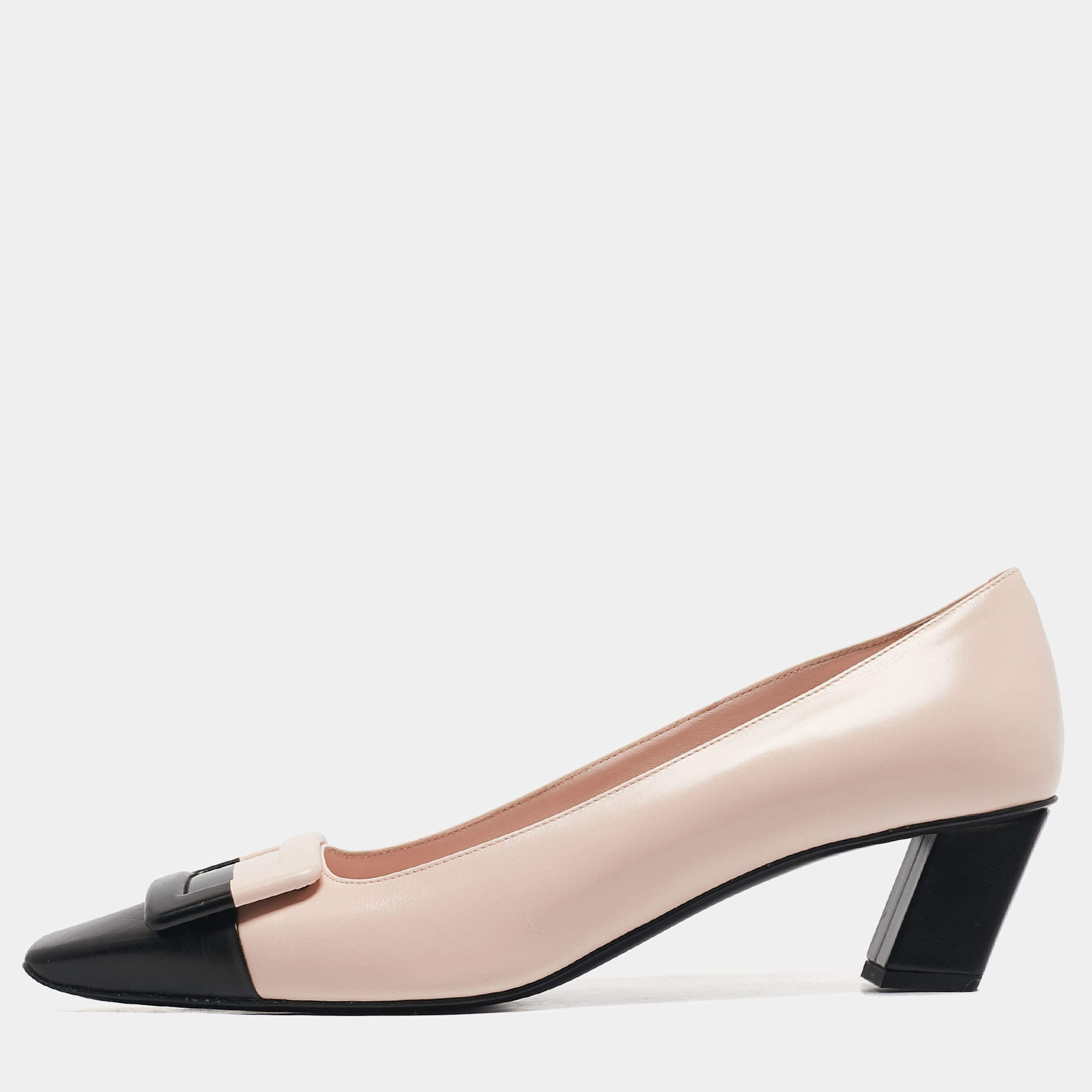 Pre Owned Roger Vivier Pink/Black Leather Belle Vivier Pumps Size 40.5