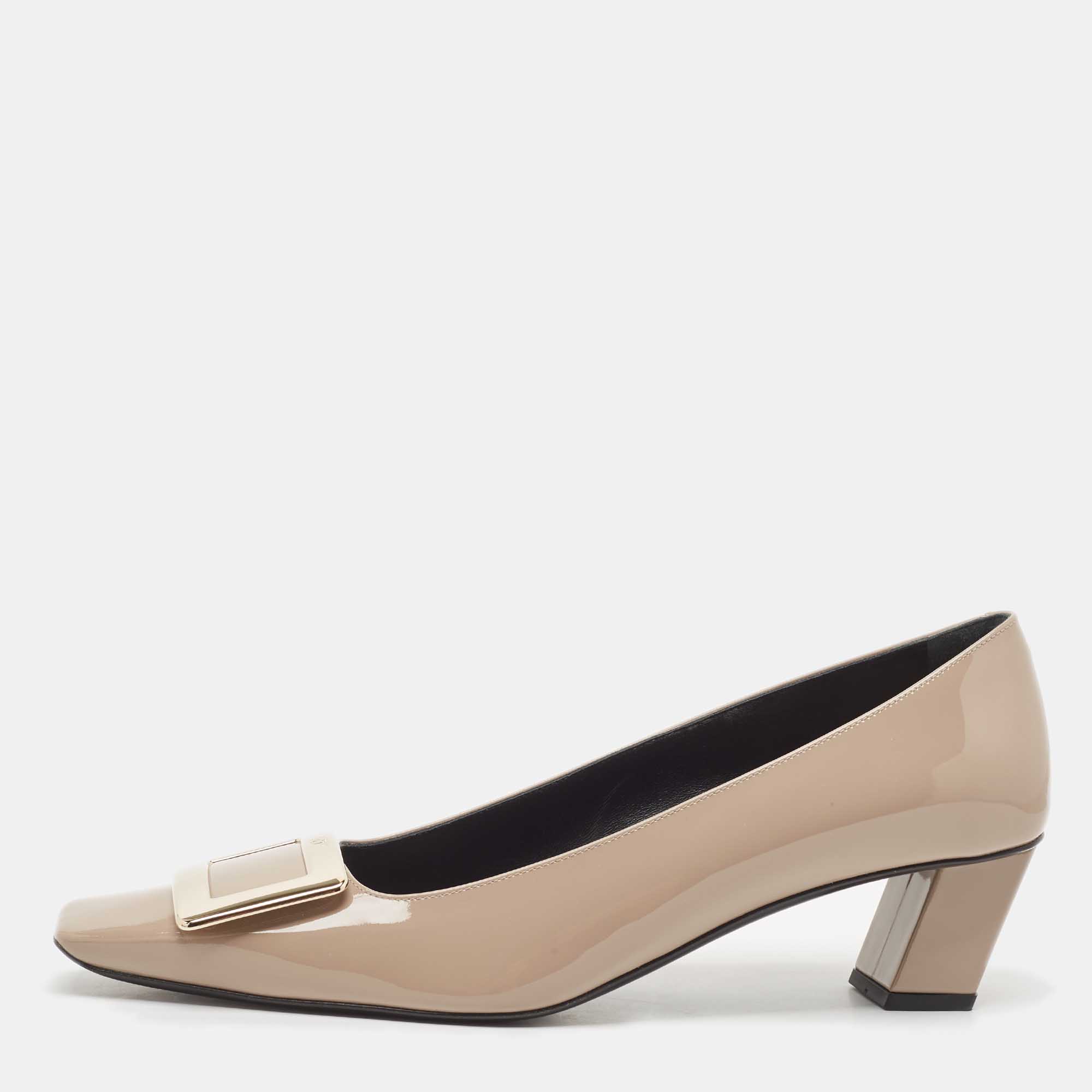 Pre Owned Roger Vivier Beige Patent Leather Belle Vivier Pumps Size 41