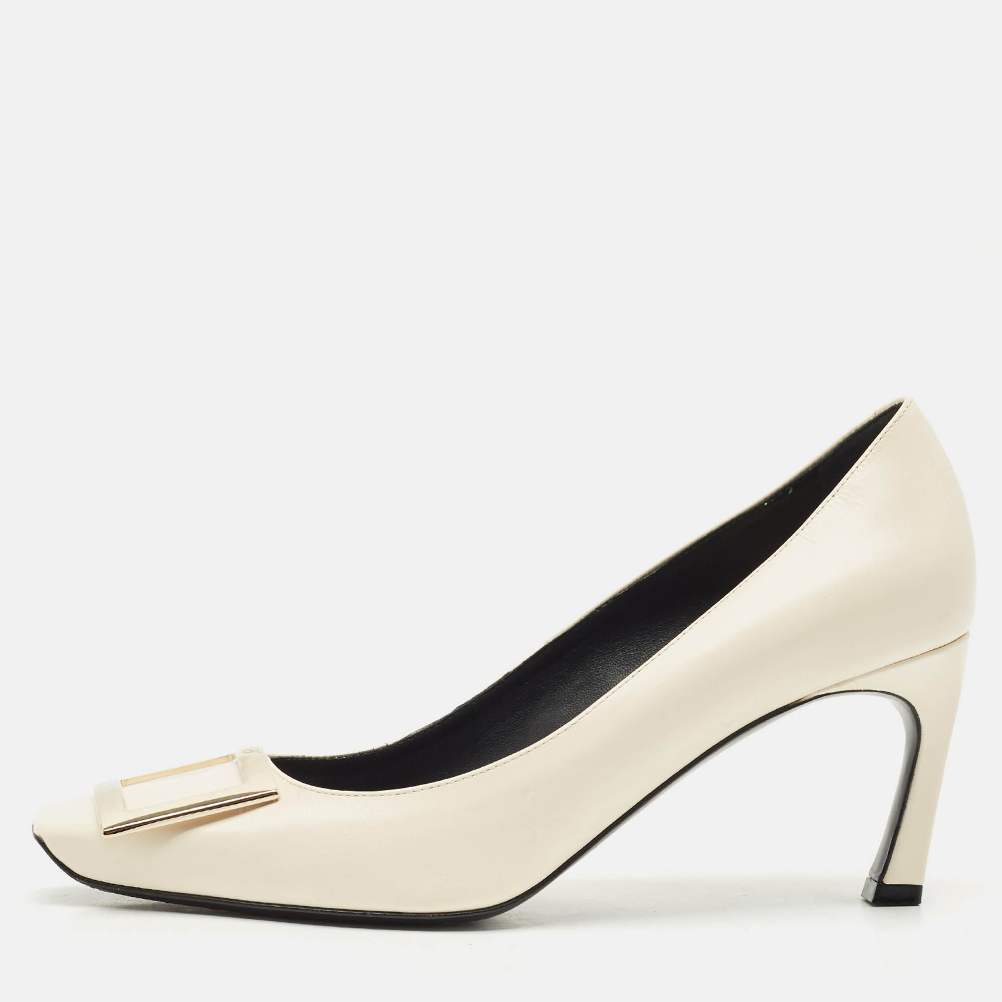 Pre Owned Roger Vivier White Leather Trompette Pumps Size 37