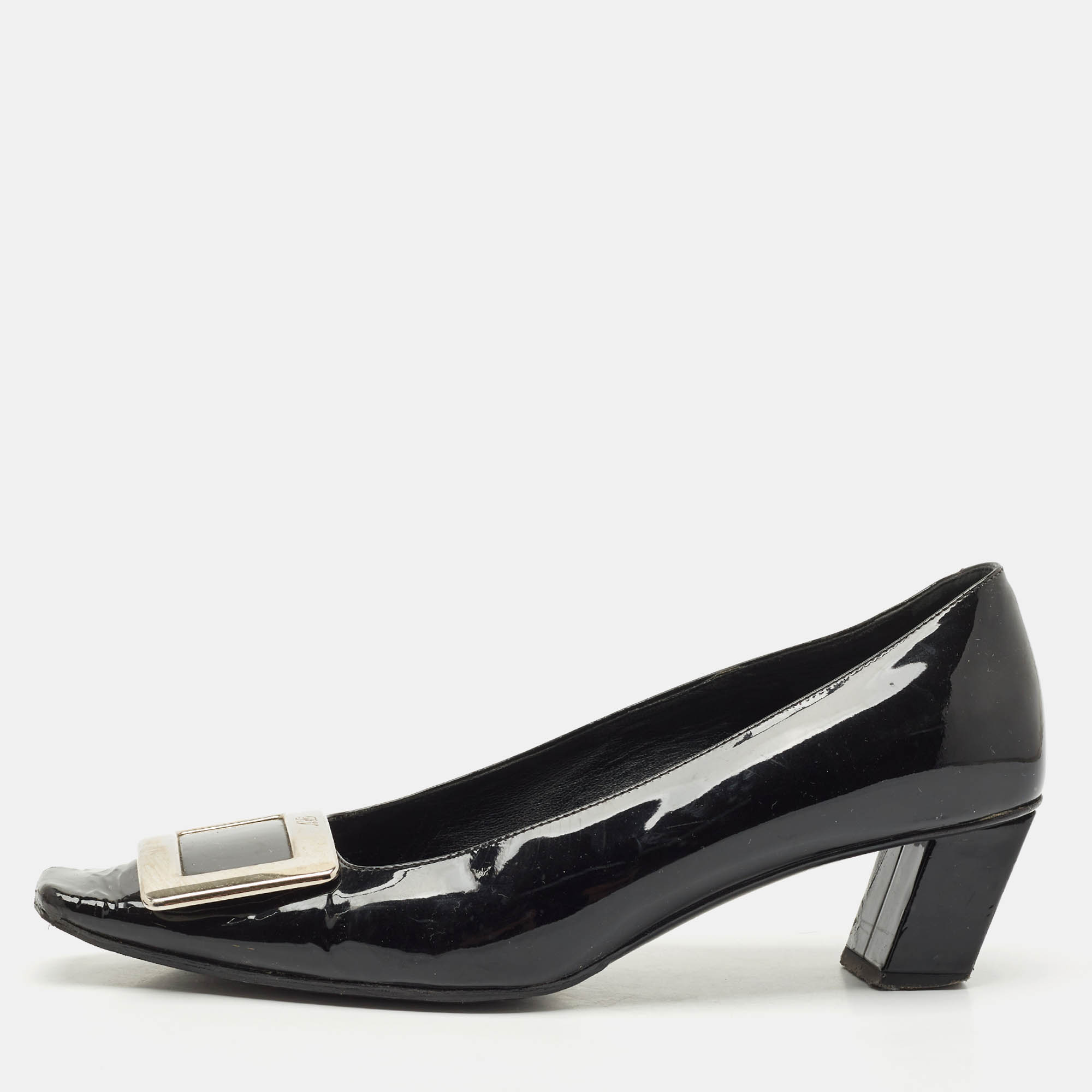 Roger Vivier Black Patent Leather Belle Vivier Pumps Size 36.5
