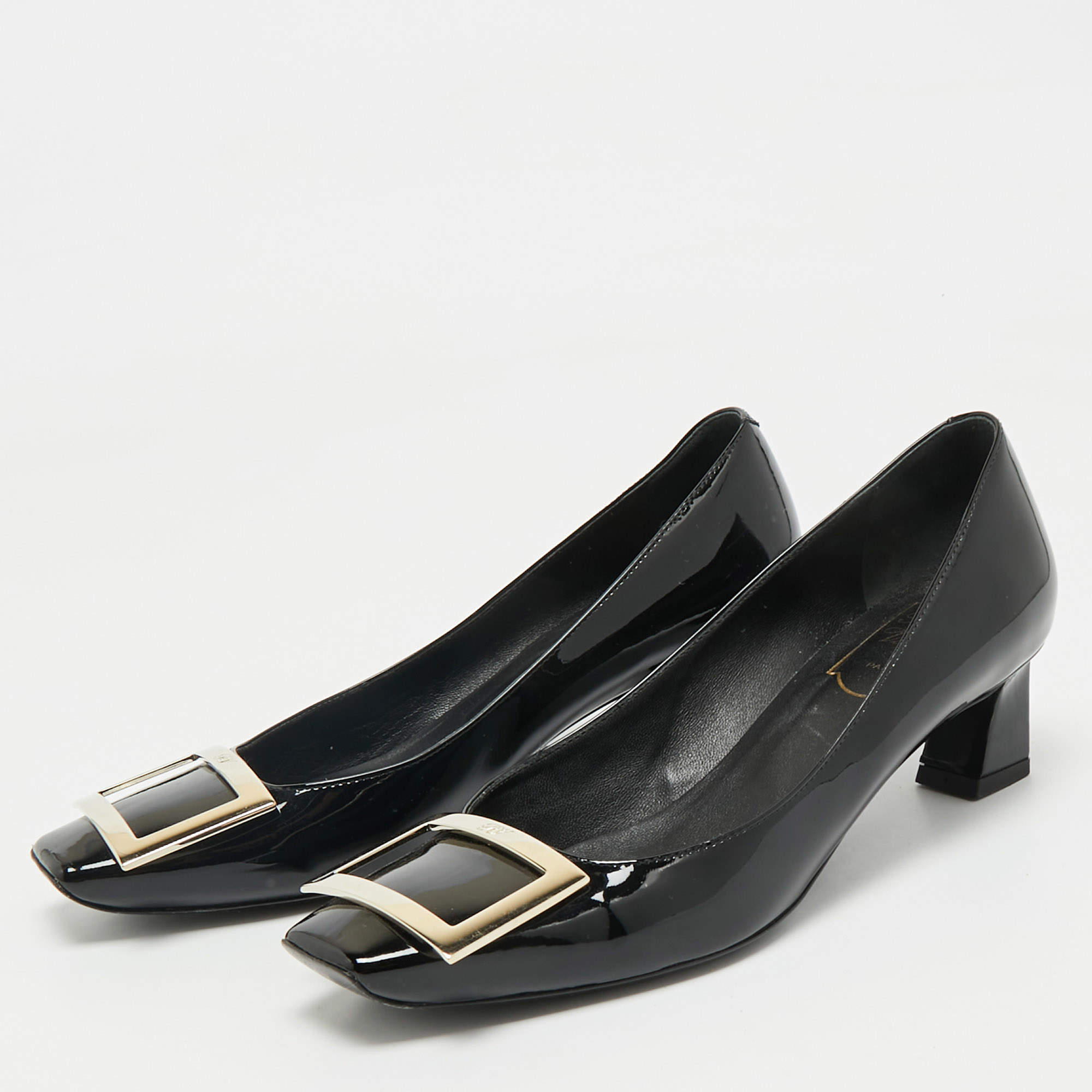 Roger Vivier Beige Patent Leather Belle Vivier Pumps Size 41