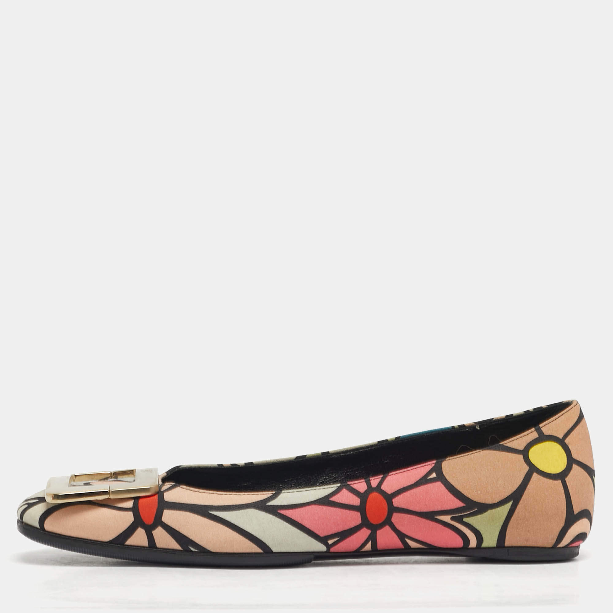 مملوكة مسبقًا Roger Vivier Belle Vivier Size 35.5 Multicolor Canvas Ballet Flats