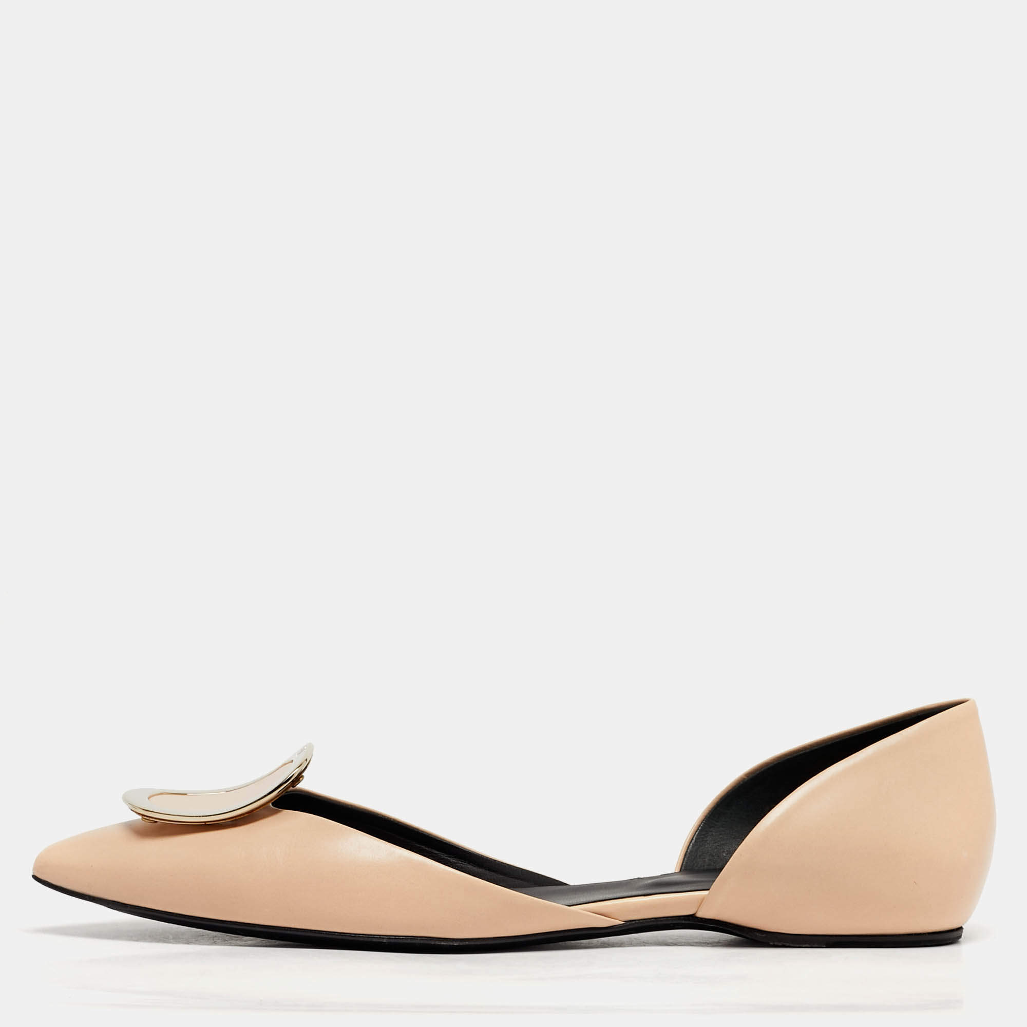 مملوكة مسبقًا Roger Vivier Trompette Size 38.5 Beige Leather D'orsay Ballet Flats