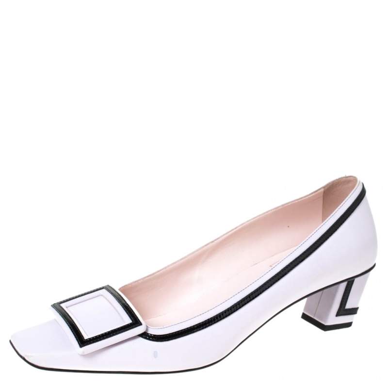 Pre Owned Roger Vivier Pale Pink Leather Buckle Pumps Size 38