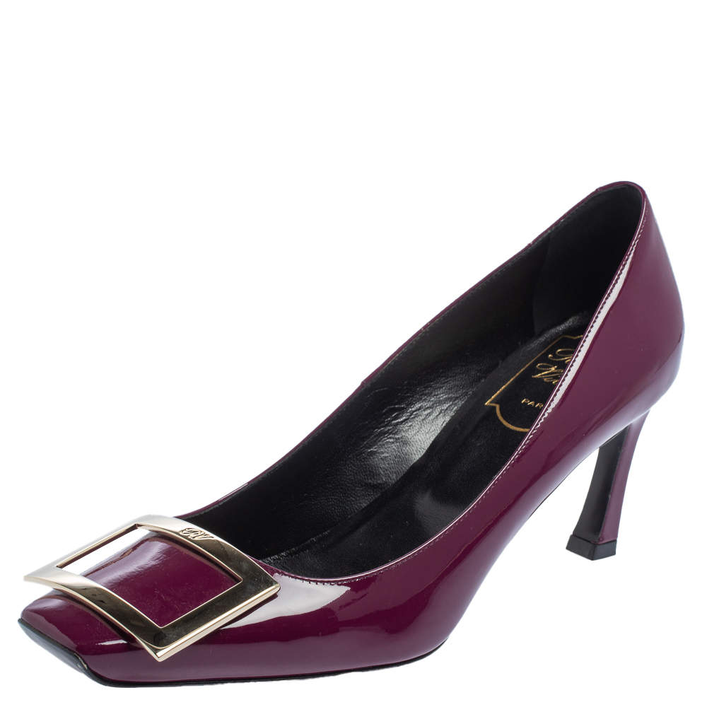 Pre Owned Roger Vivier Purple Patent Leather Trompette Pumps Size 36