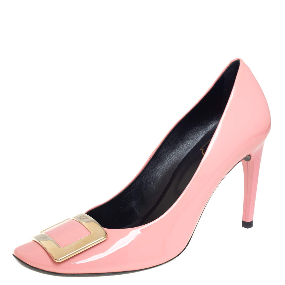 Pre Owned Roger Vivier Pink Patent Leather Trompette Pumps Size 40