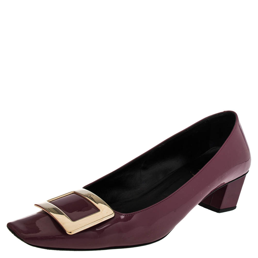 Pre Owned Roger Purple Patent Leather Trompette Ballet Flats Size 39