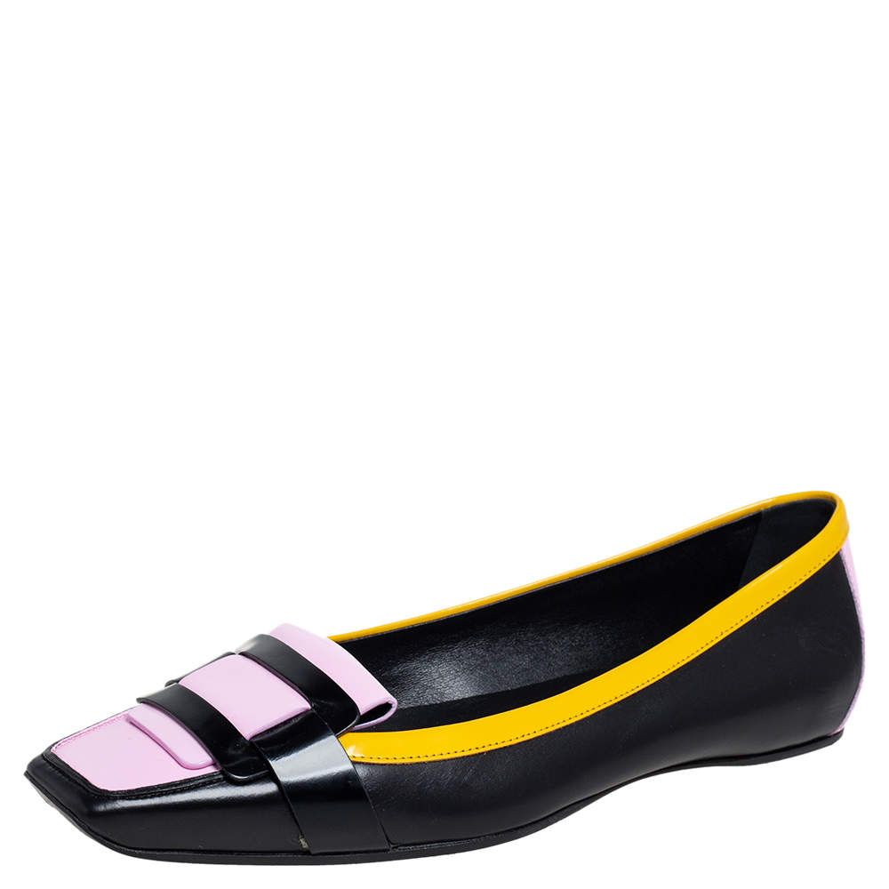 Pre Owned Roger Vivier Multicolor Patent Leather Ballet Flats Size 37