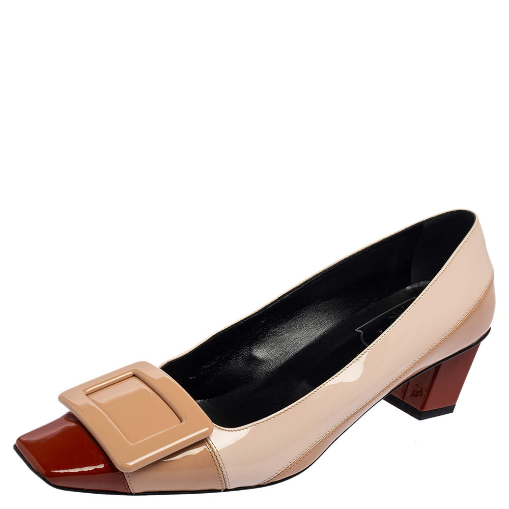 Pre Owned Roger Vivier Multicolor Patent Leather Belle Pumps Size 36.5