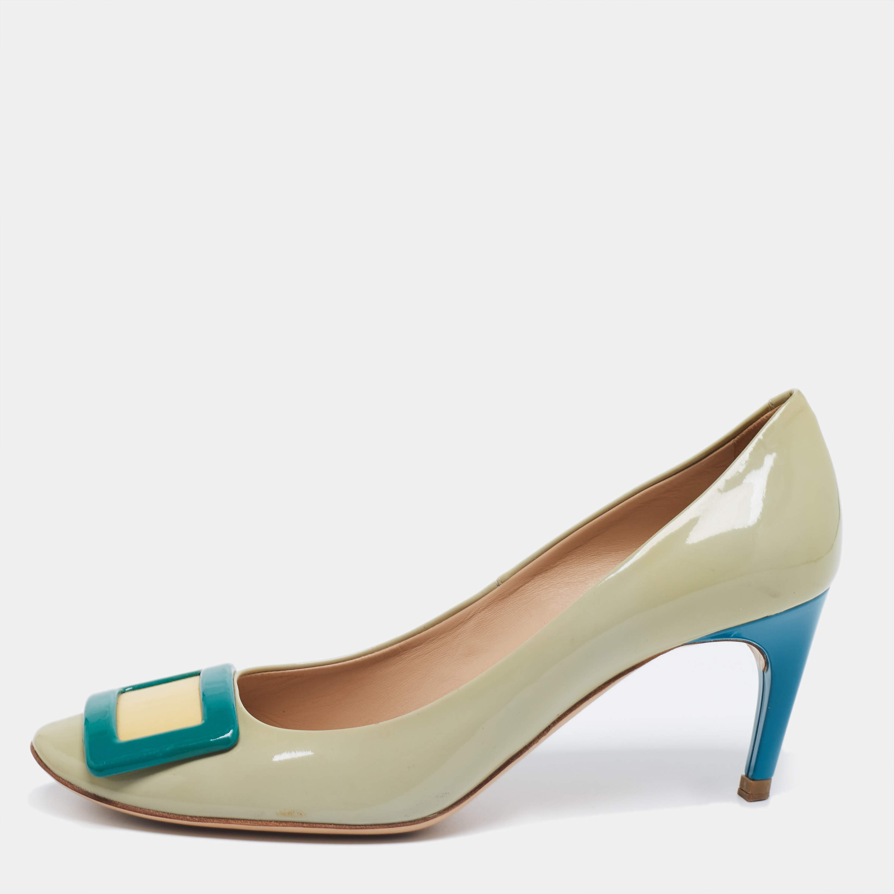 Pre Owned Roger Vivier Multicolor Patent Leather Pumps Size 39