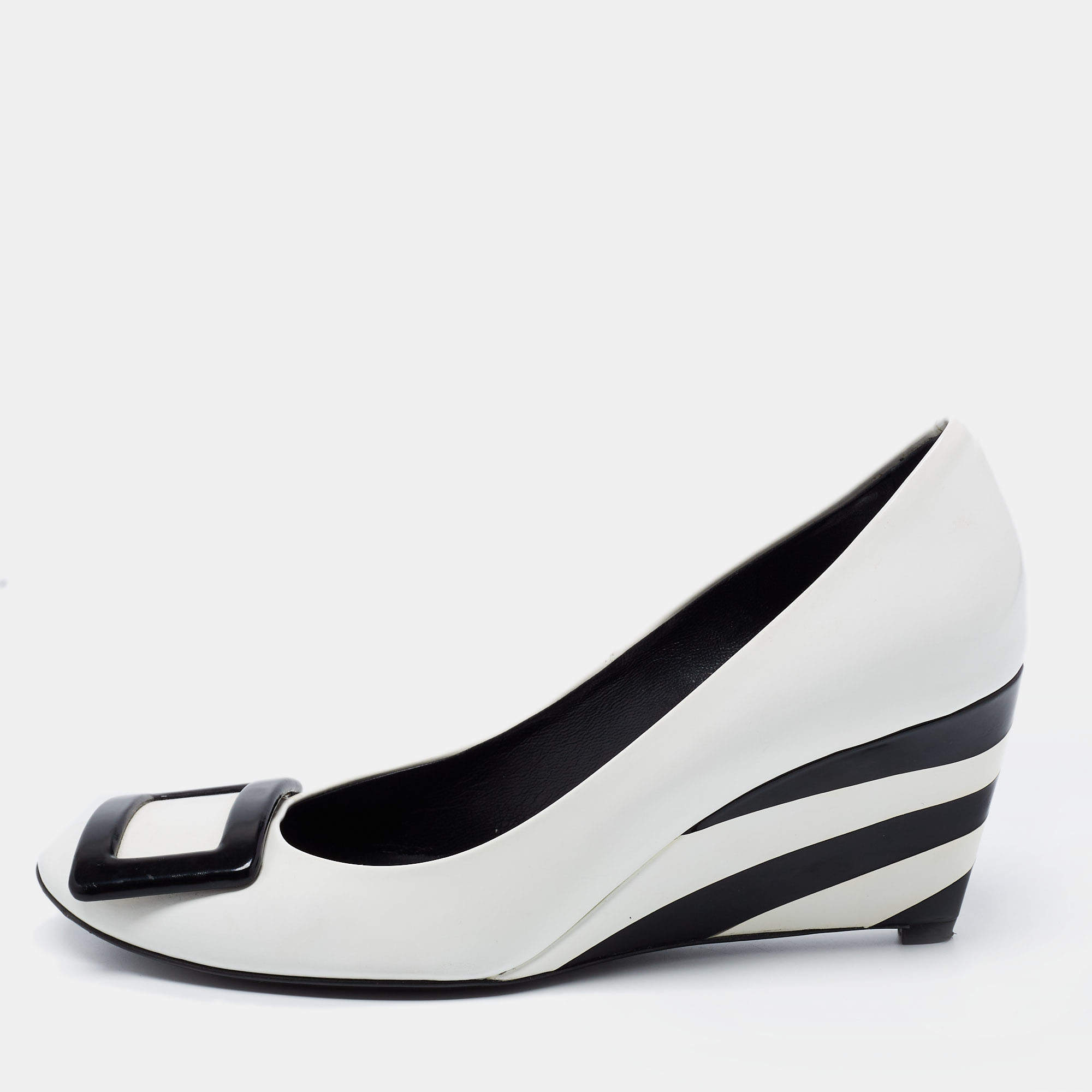 Roger Vivier White Patent Leather Trompette Pumps Size 38