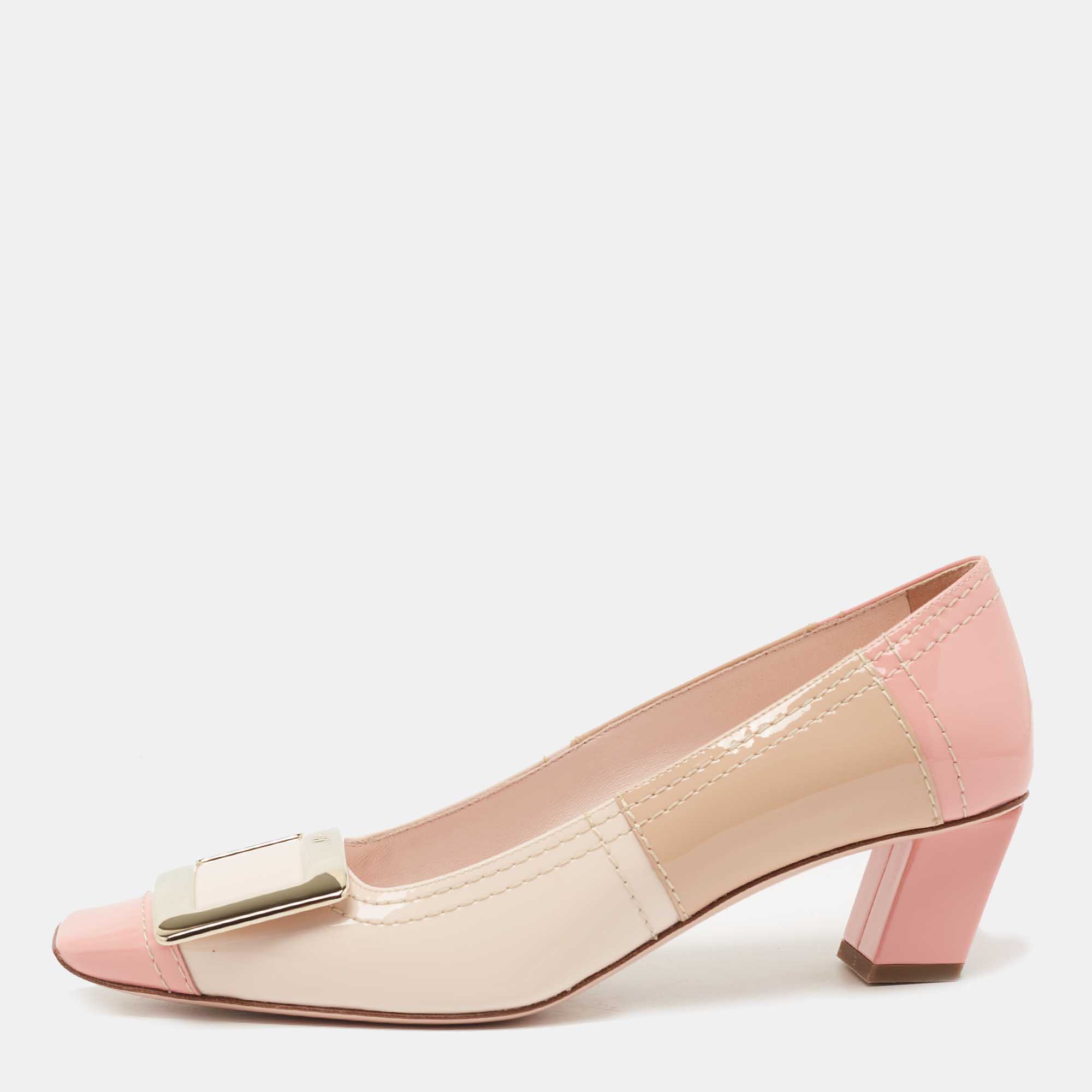 Roger Vivier Multicolor Patent Leather Trompette Color Block Pumps Size 35